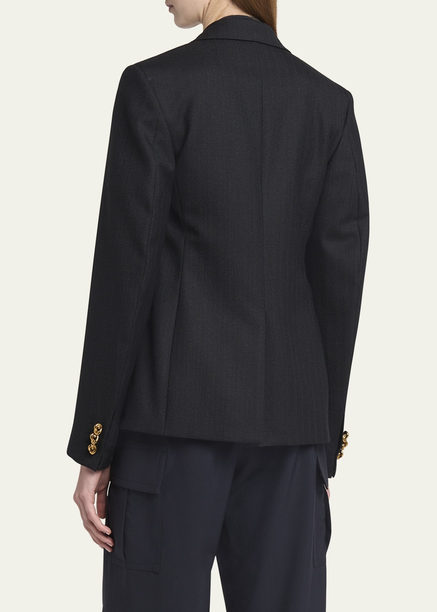 Subtle Stripe Knot Button Wool Jacket - 3