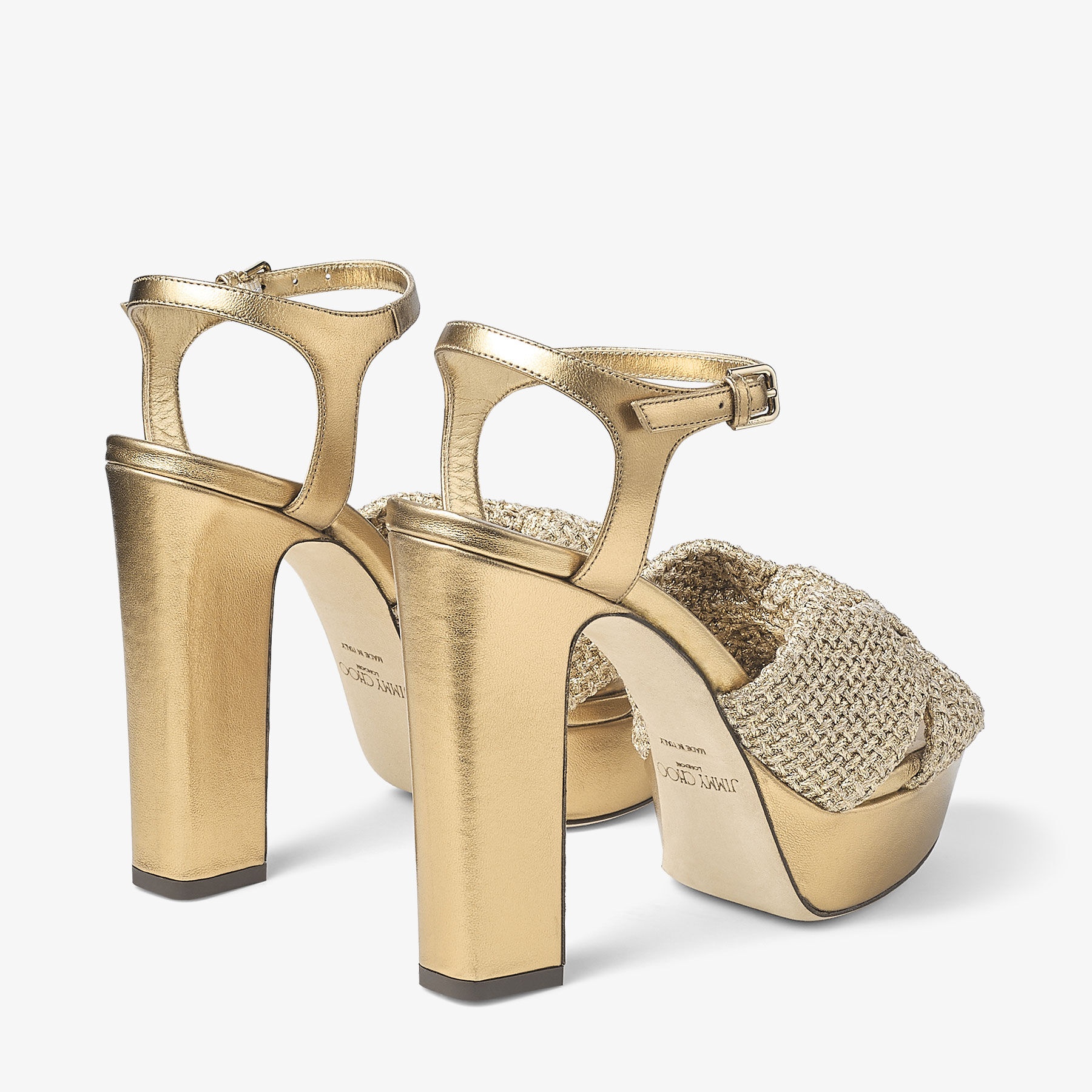 Heloise 120
Gold Metallic Nappa Leather Platform Sandals - 5