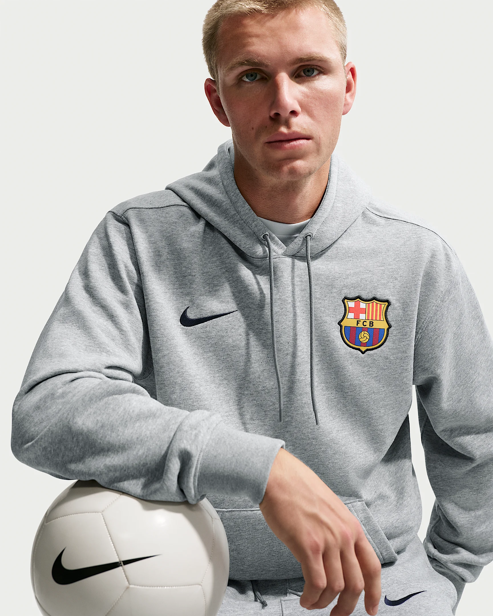 FC Barcelona Club Men's Nike Soccer French Terry Pullover Hoodie - 1