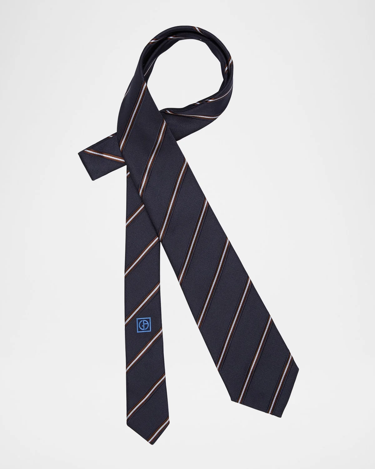 Men's Regimental Stripe Silk and Cotton Tie - 1