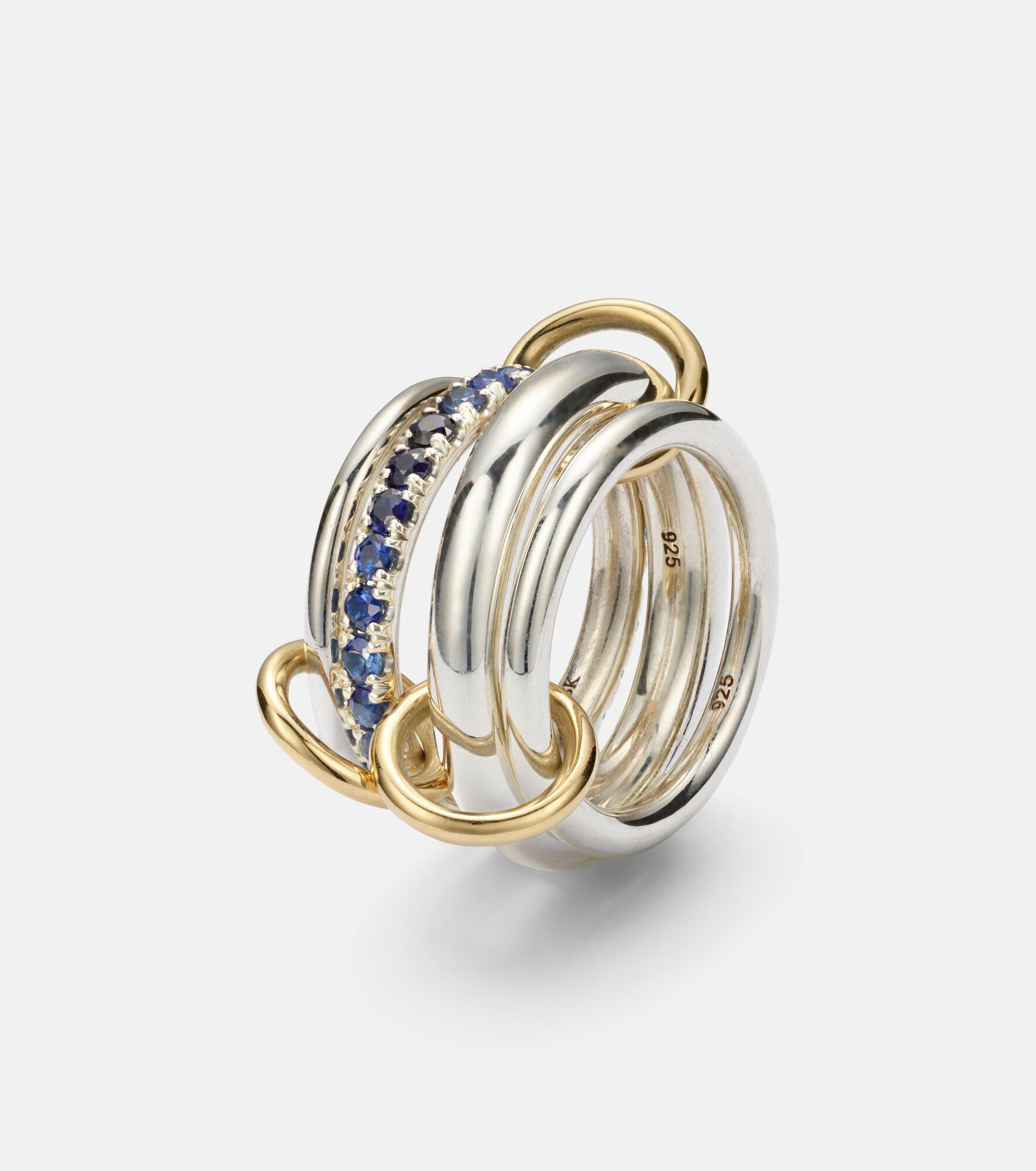 Janssen SG 18kt gold and sterling silver ring with sapphires - 6