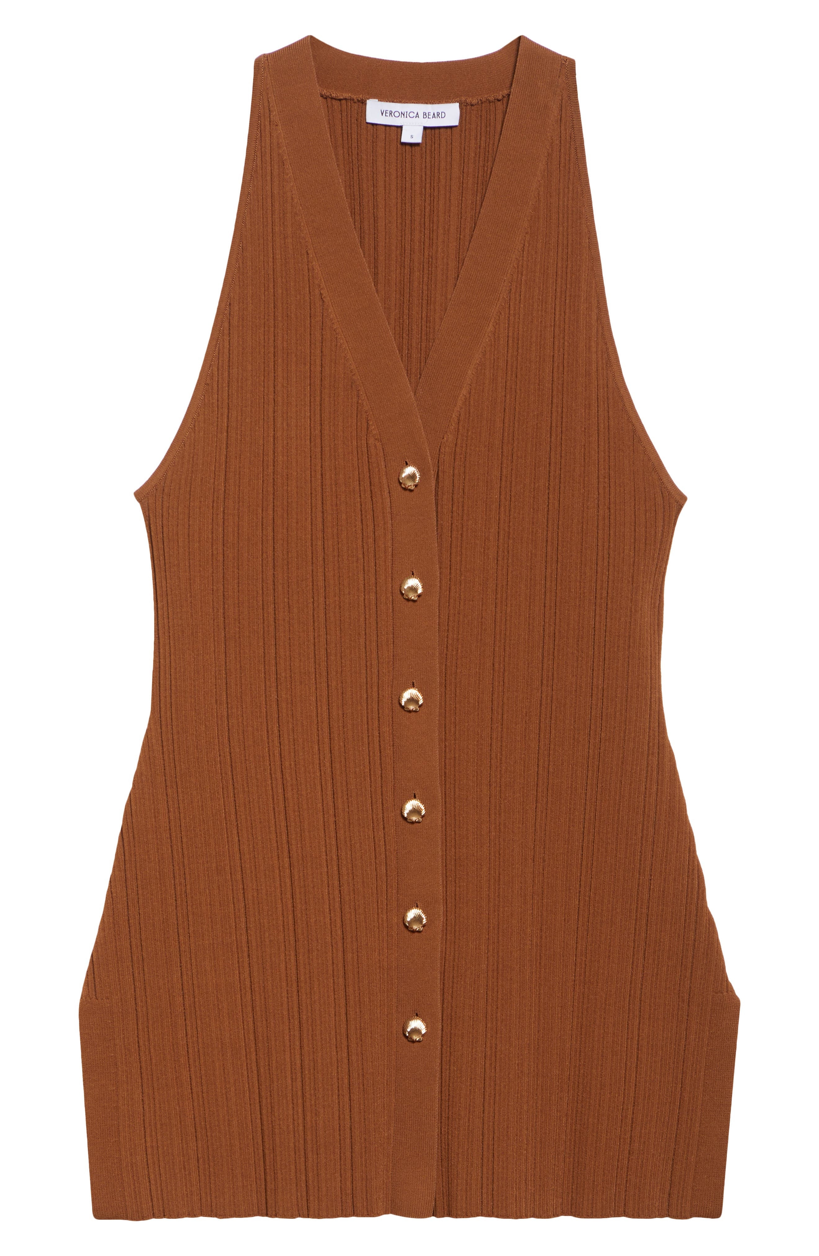 Veronica Beard Dax Variegate Rib Sweater Vest in Dark Whisky at Nordstrom - 7