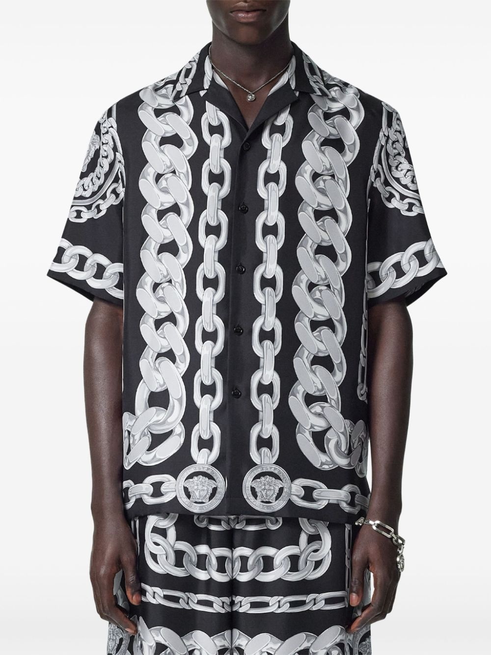 chain-link print shirt - 3