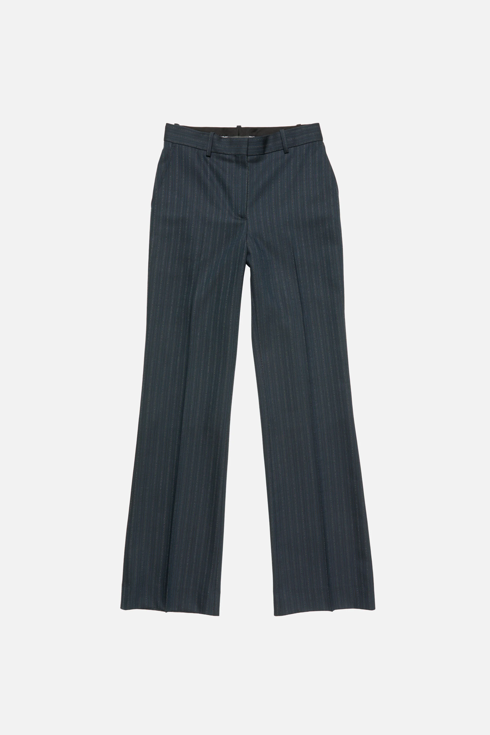 Pinstripe wool suit trousers - Black/Teal blue - 1
