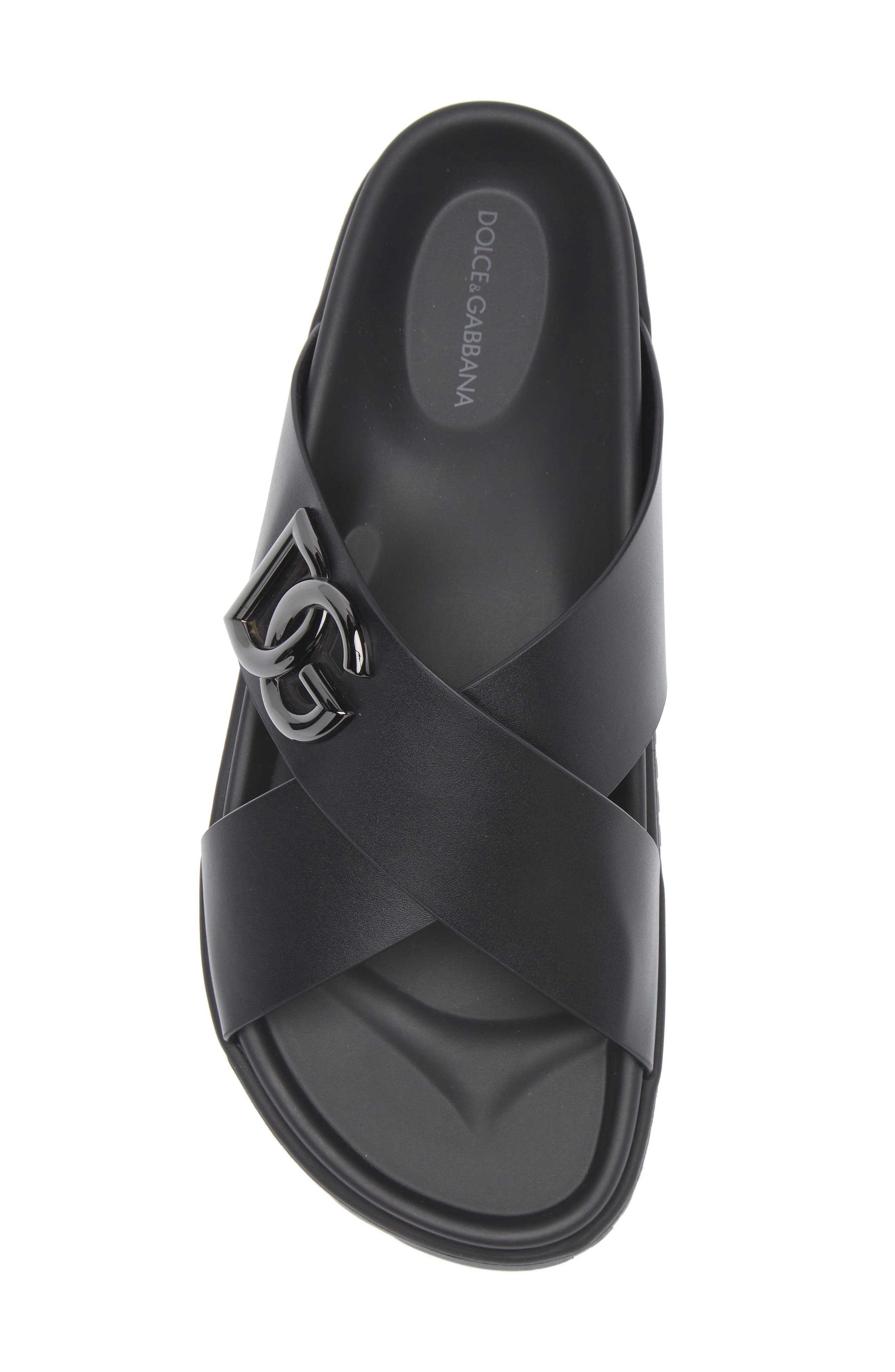 Dolce&Gabbana Logo Slide Sandal in 80999 Nero at Nordstrom - 5