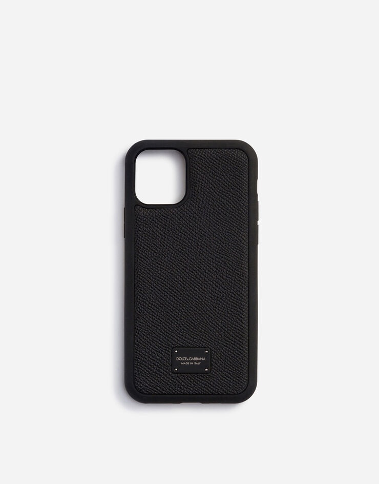 Dauphine calfskin iPhone 11 Pro cover with branded plate - 1