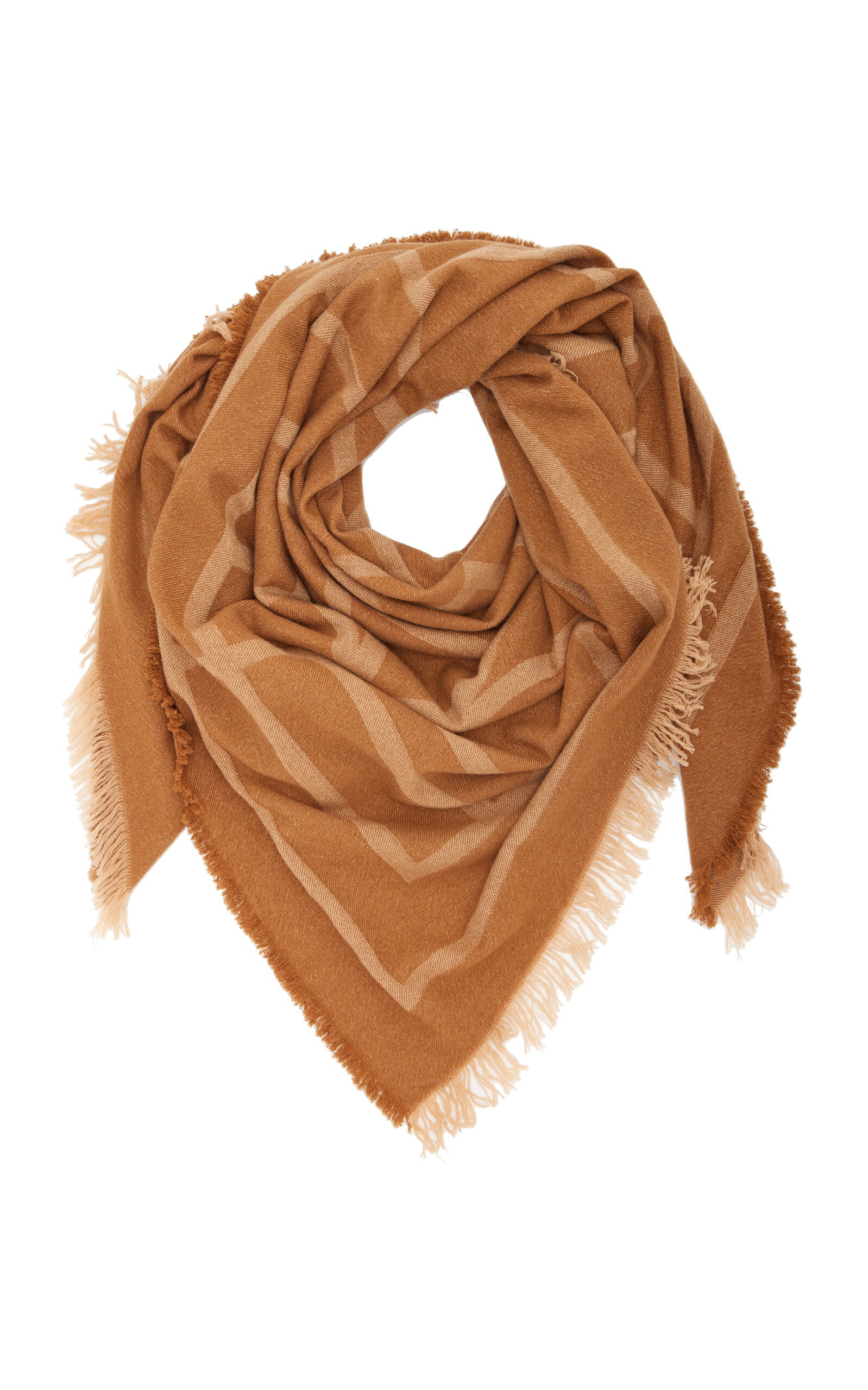 Monogram Wool And Silk Scarf in Brown - Toteme