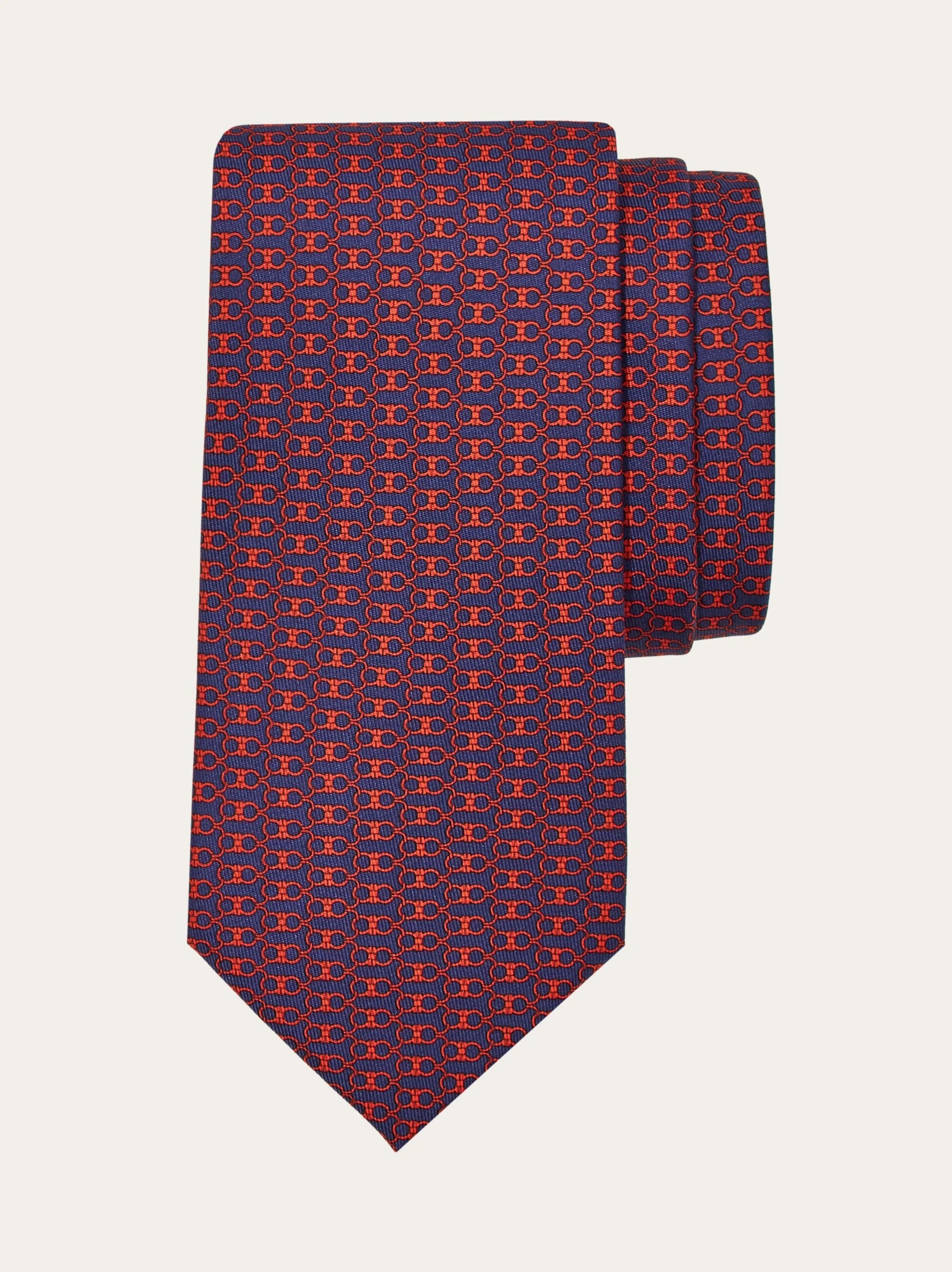 Gancini print silk tie - 1