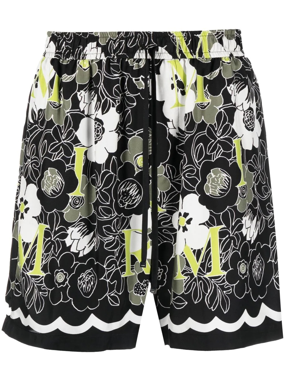 floral print silk shorts - 1