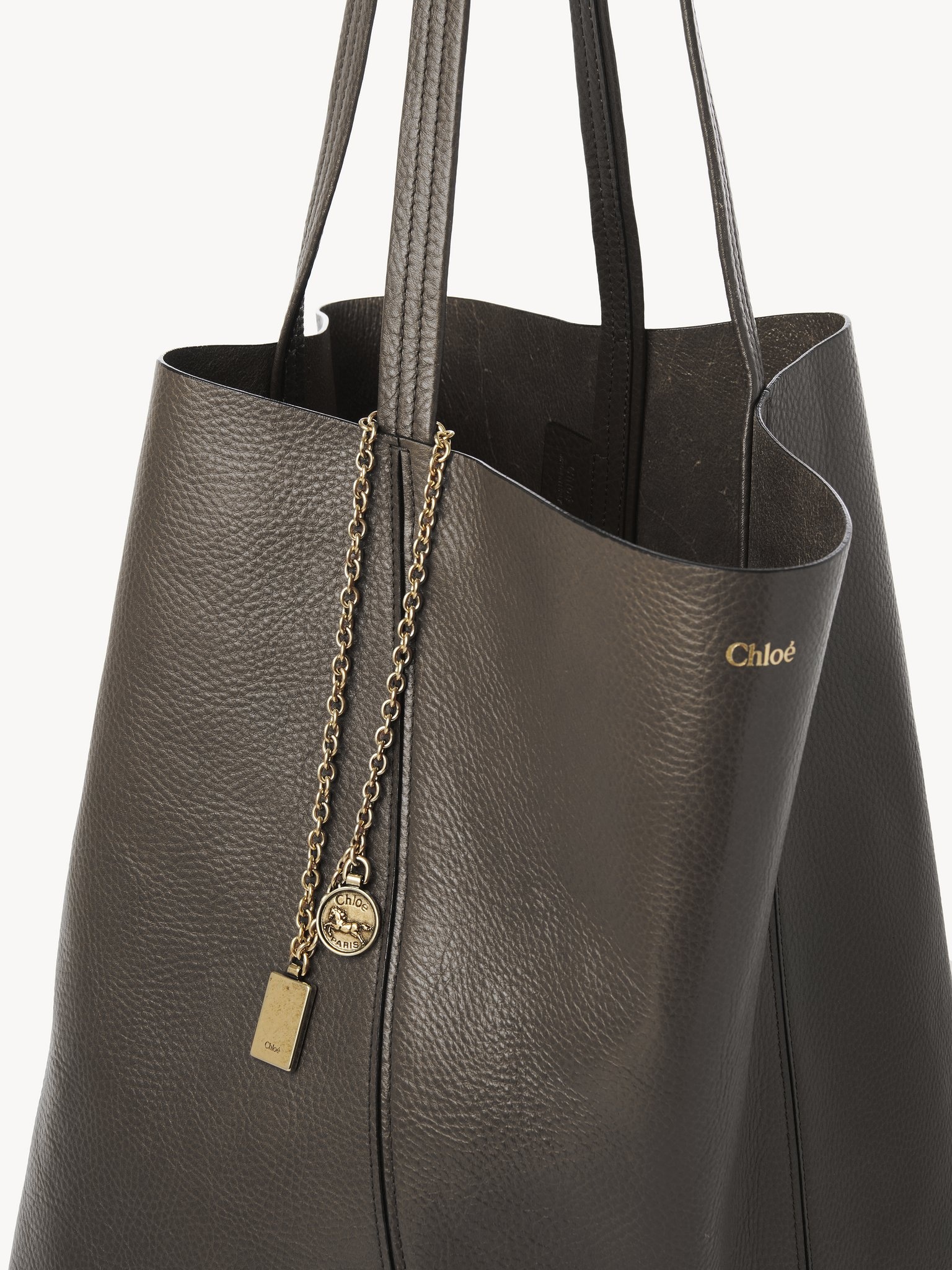 LARGE CHLOÉ SPIN TOTE BAG IN GRAINED LEATHER - 6