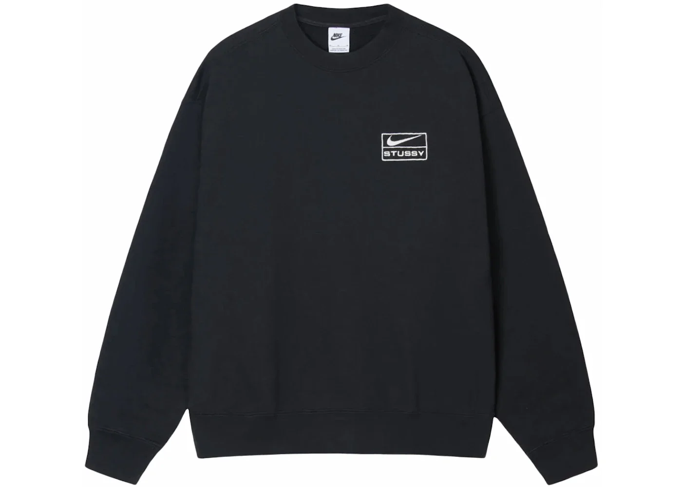 Stussy x Nike Stone Washed Fleece Crew Black - 1