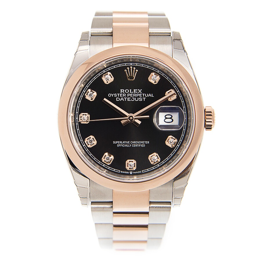 Rolex Datejust 36 Black Diamond Dial Men's Steel and 18k Everose Gold Oyster Watch 126201BKDO - 3
