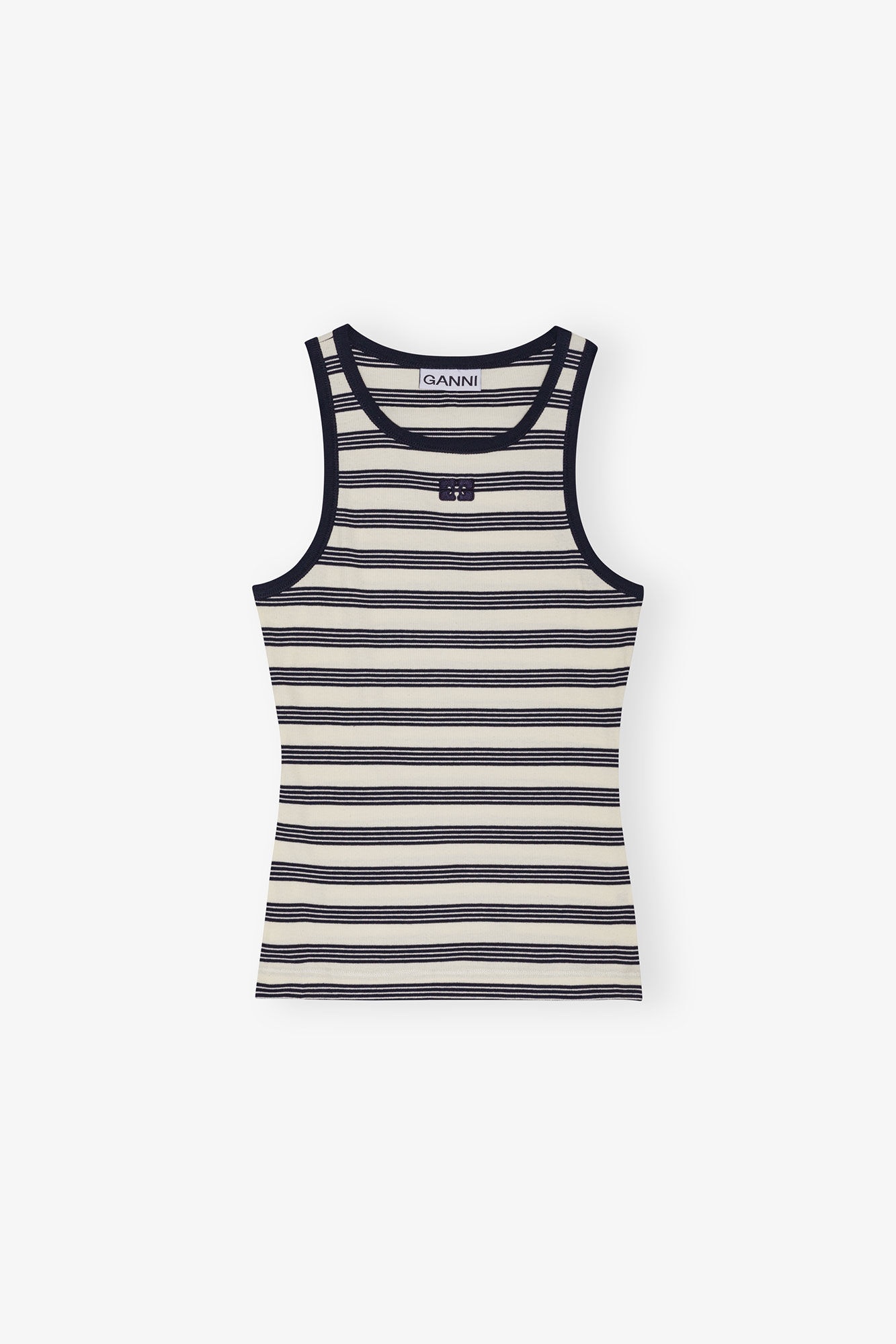 STRIPED SOFT COTTON RIB TANK TOP - 1