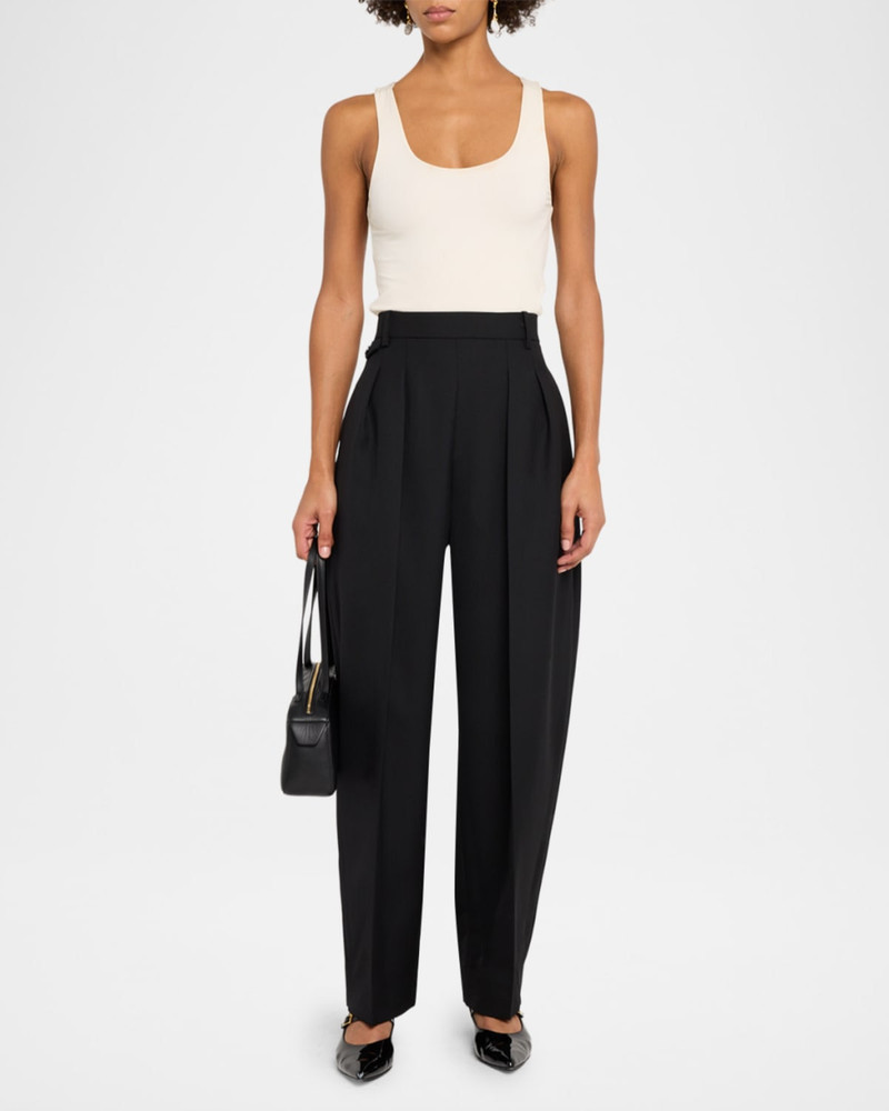 KHAITE Dugan Pleated Tapered-Leg Ankle Pants outlook