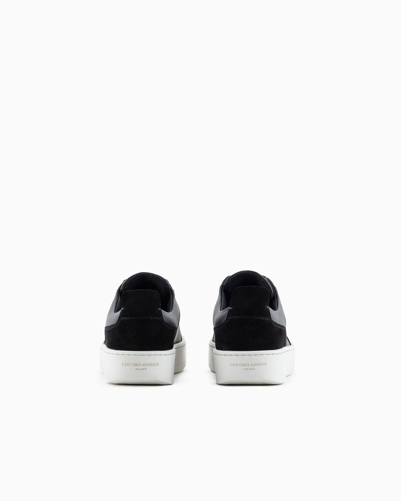 EMPORIO ARMANI Leather sneakers with suede details and embossed logo outlook