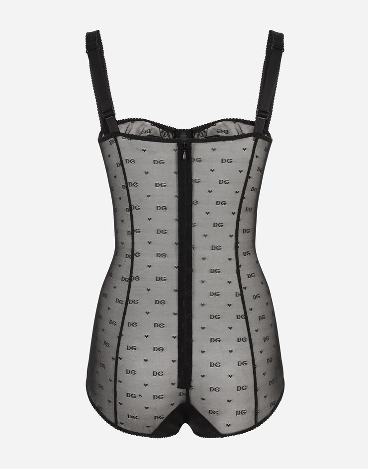 Jacquard tulle balconette-bra bodysuit - 3