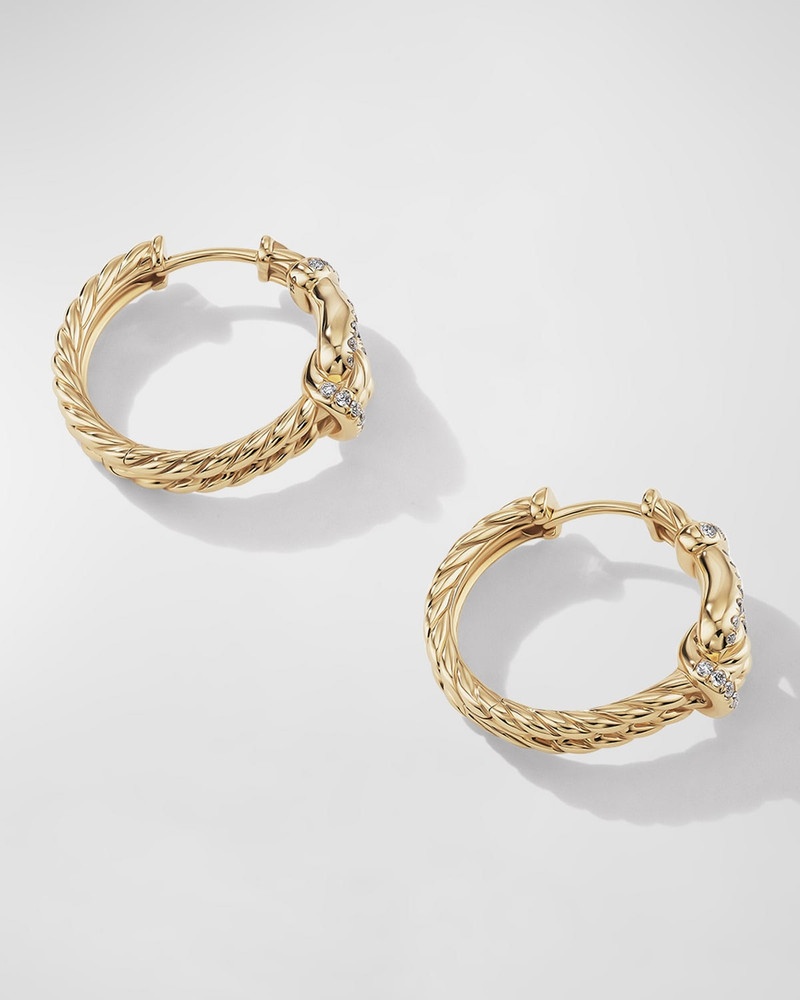 DAVID YURMAN Thoroughbred Loop Hoop Earrings with Diamonds in 18K Gold, 7mm, 0.75" outlook