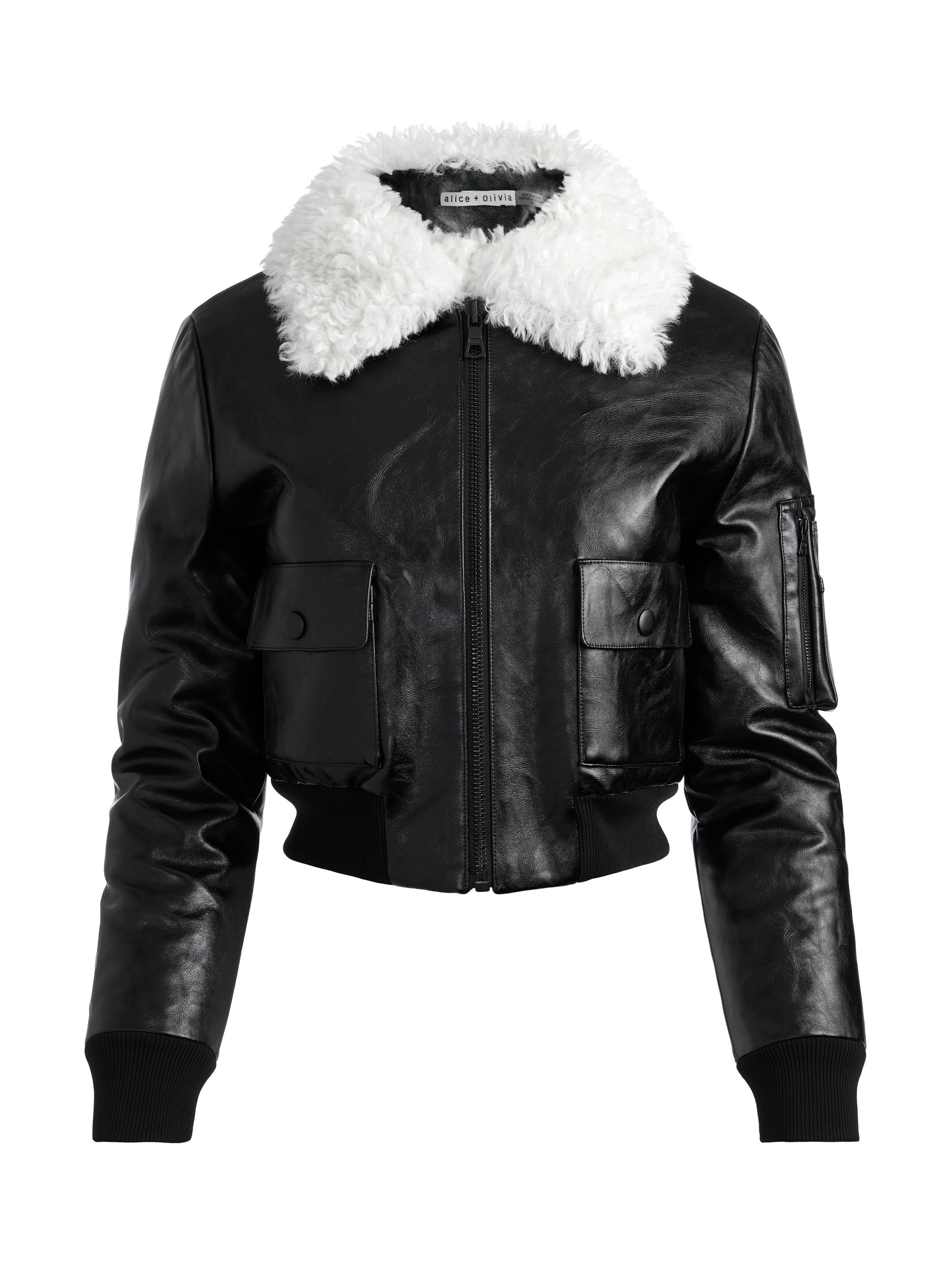 WILLARD VEGAN AVIATOR FAUX FUR COLLAR JACKET - 1