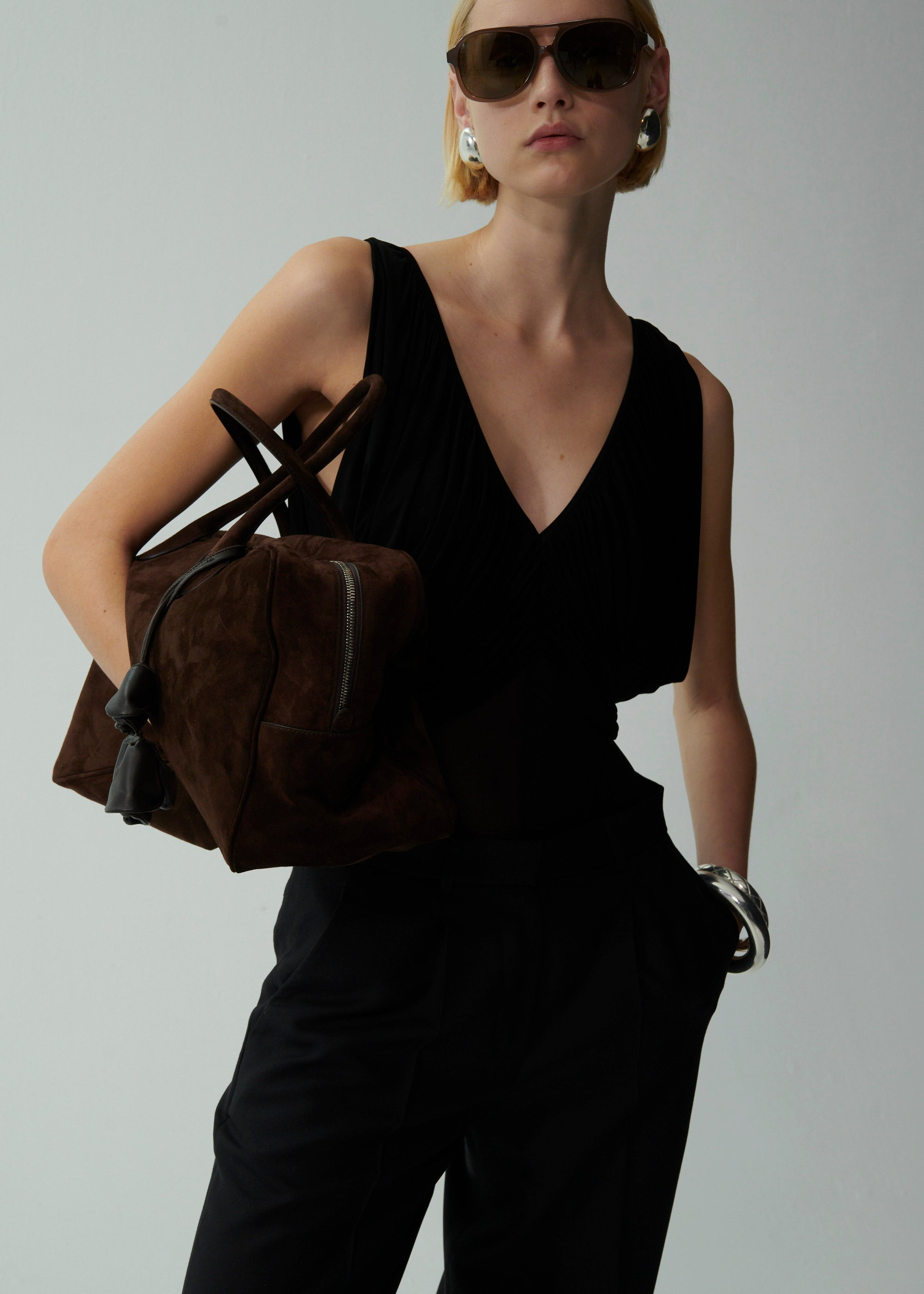 Large Brigitte bag in brown suede - 6