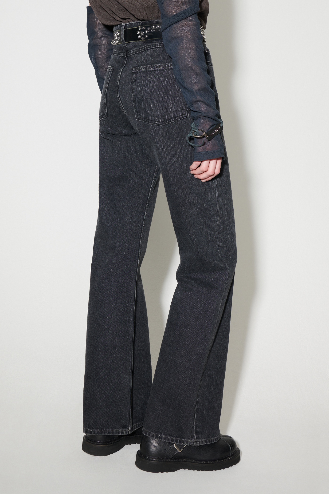 Boot Cut Washed Black Denim - 4