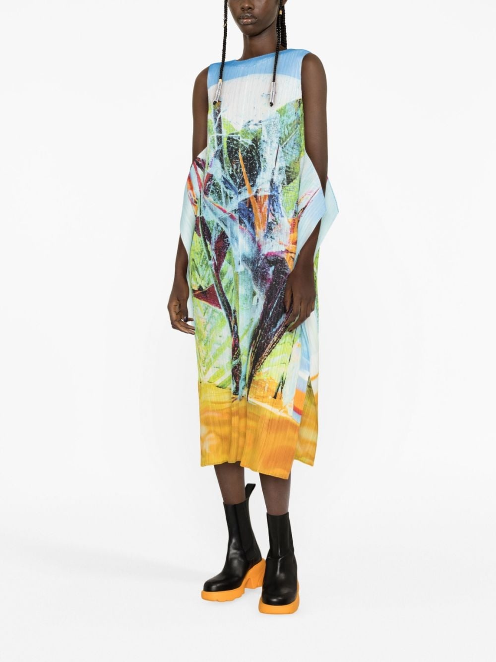 graphic-print pleated dress - 3