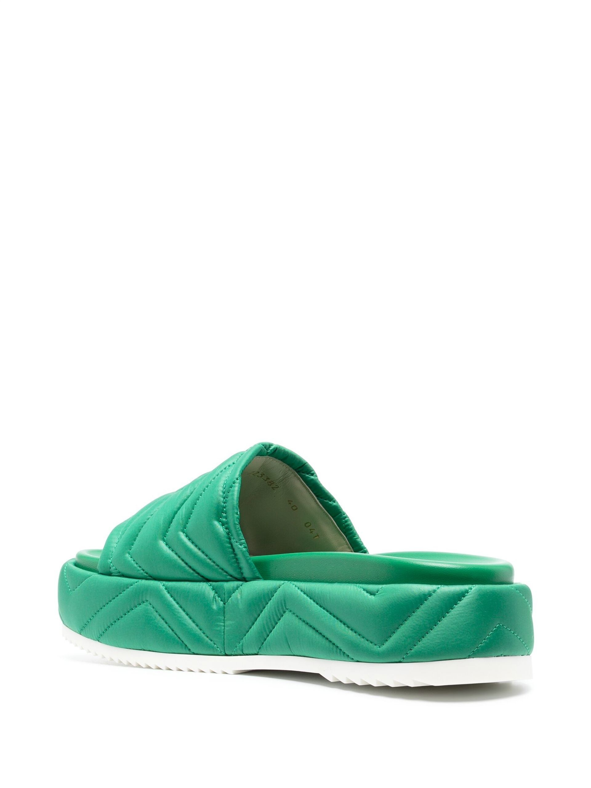 Green Interlocking G Quilted Platform Slides - 3
