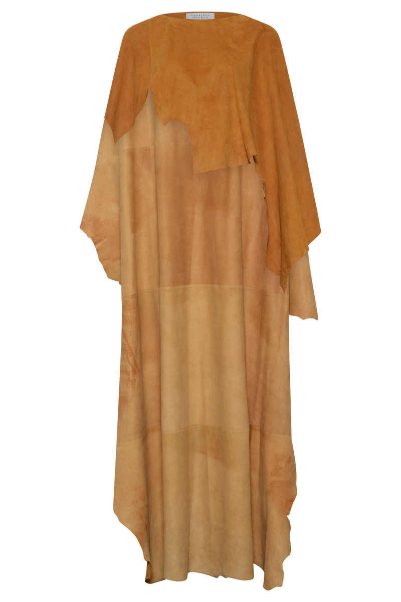 Calian Raw Cut Cape In Cashew Suede 1