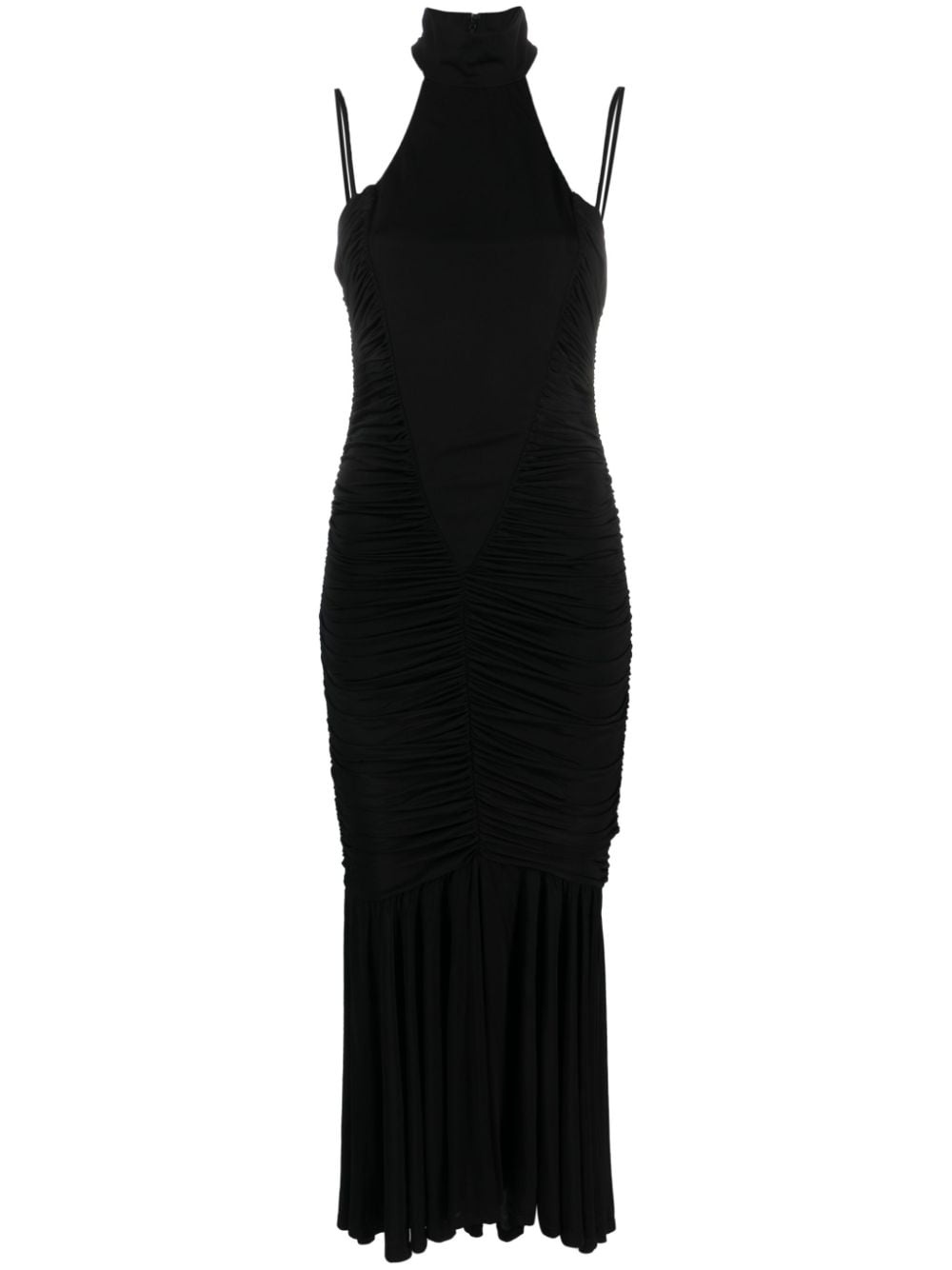 ruched halterneck maxi dress - 1