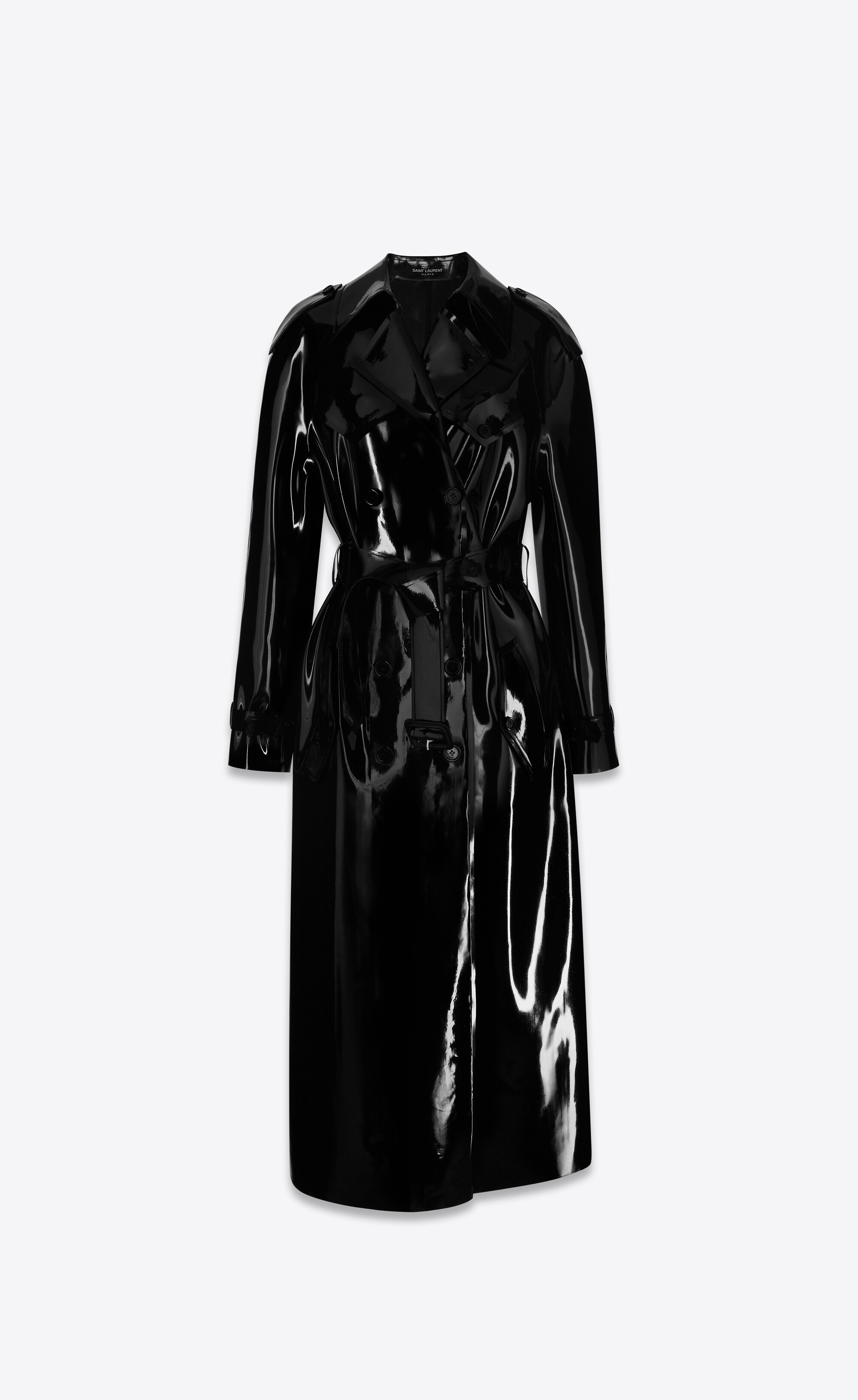 long trench coat in latex - 1