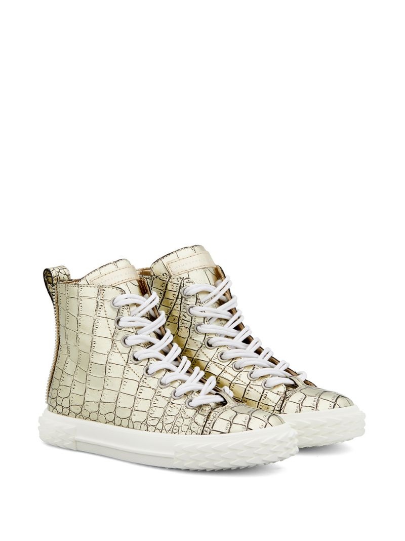 crocodile-effect high-top sneakers - 2