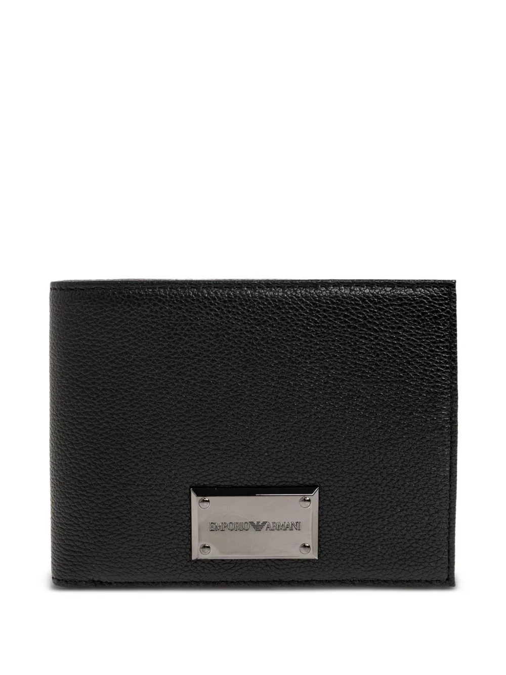 logo-plaque pebbled leather wallet - 1