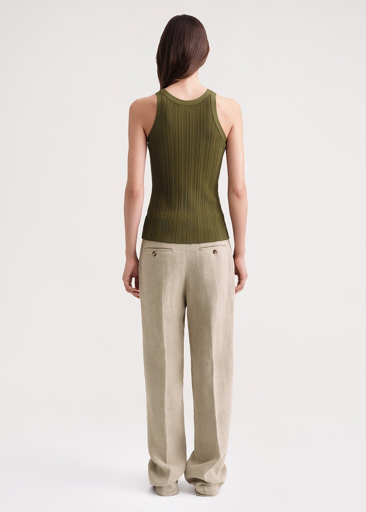 Seamless rib tank top olive - 4