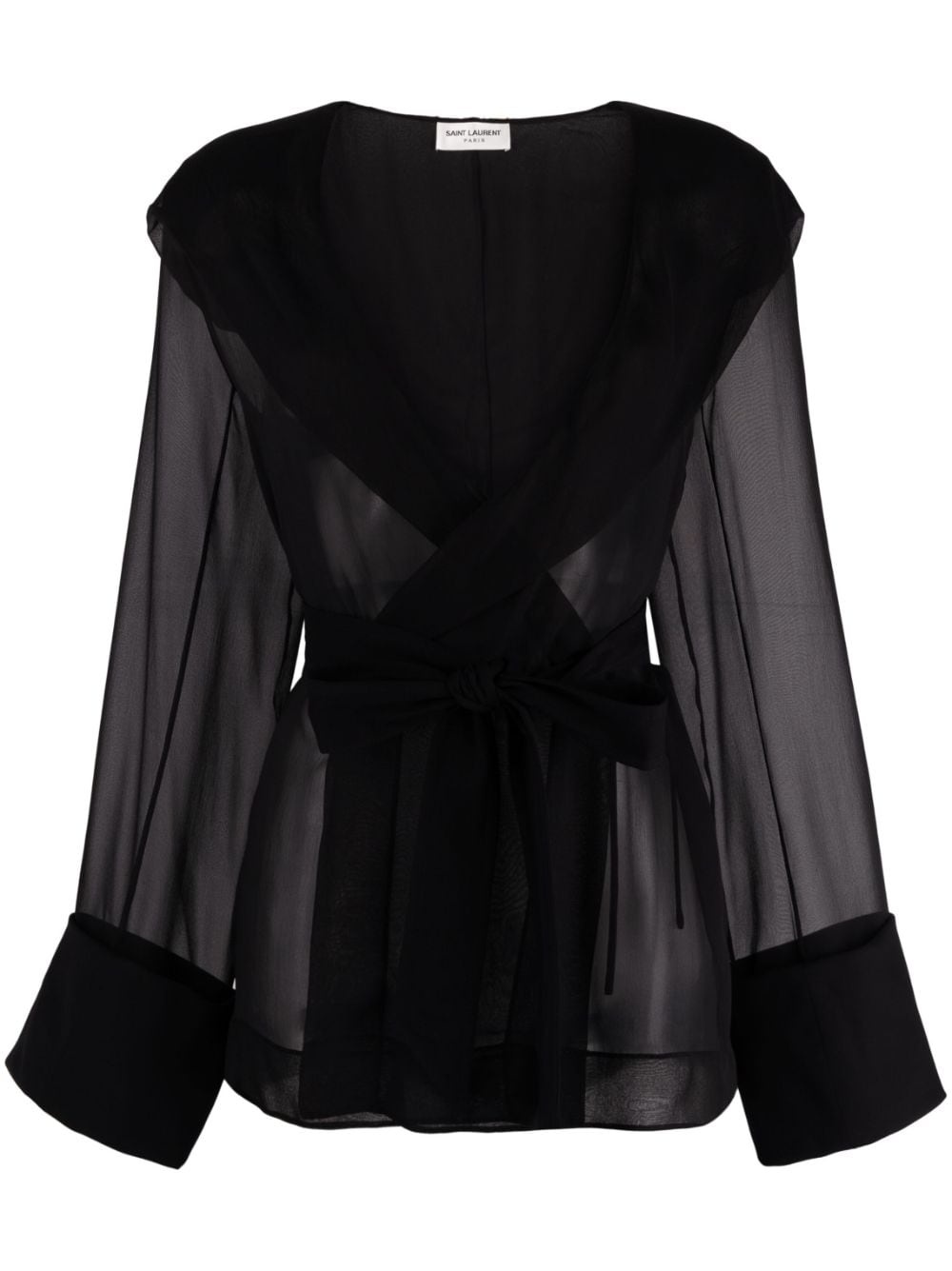 semi-sheer long-sleeve top - 1