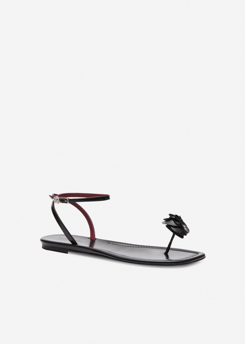 MAGDA BUTRYM Rose toe-post sandals in black leather outlook