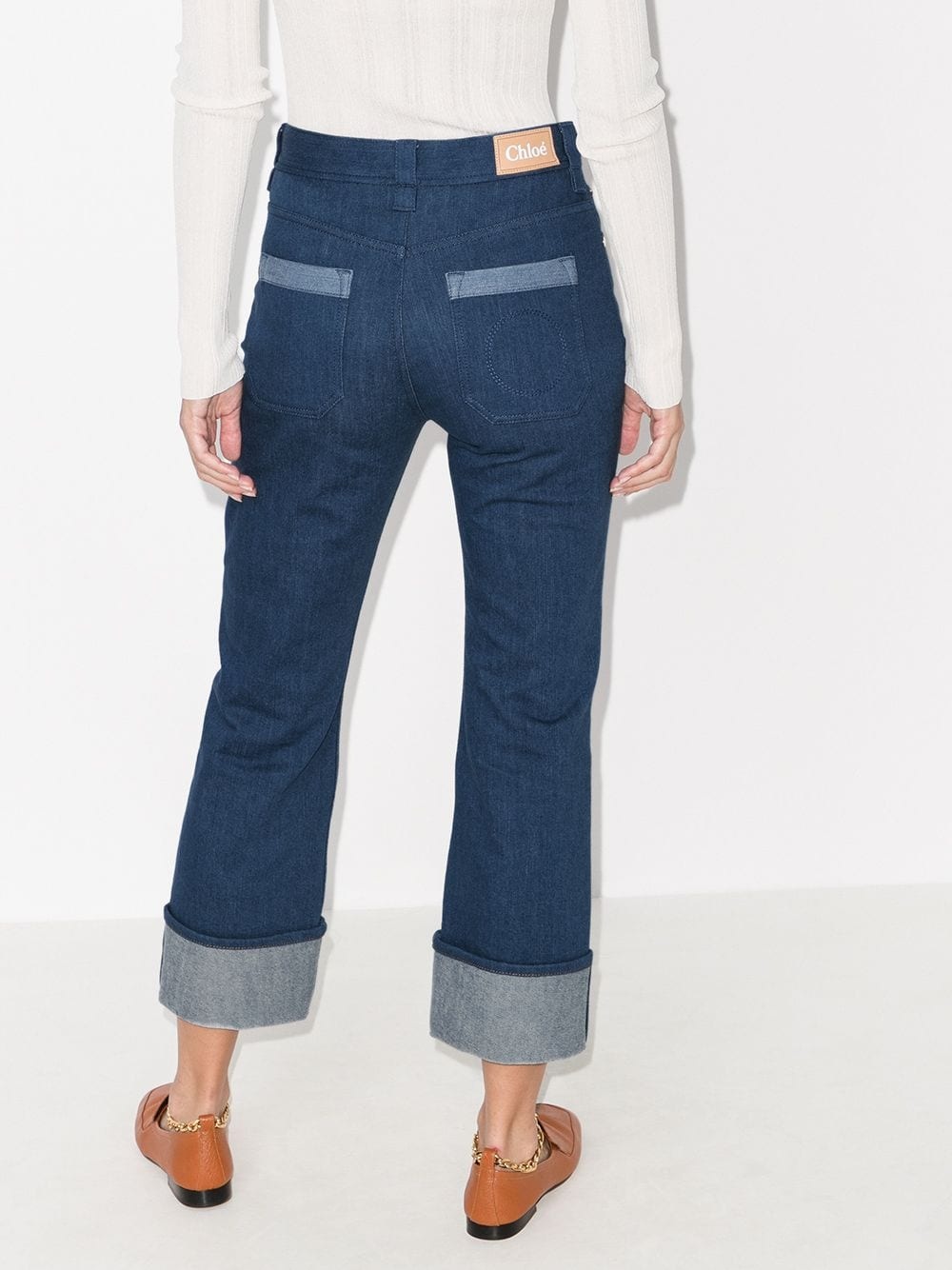 turn-up kick flare cropped jeans - 3