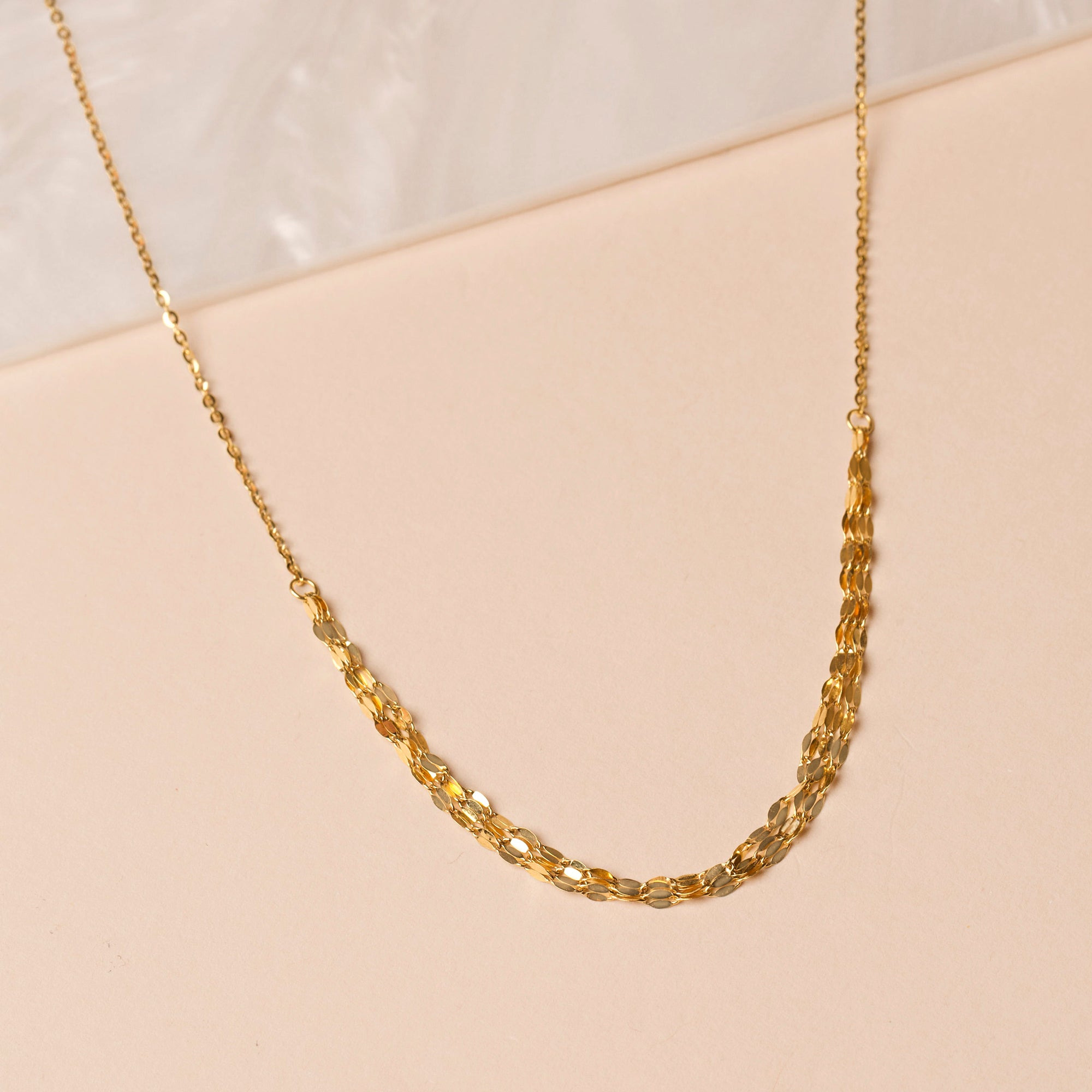Gold Sparkle Triple Chain Choker Necklace - 5