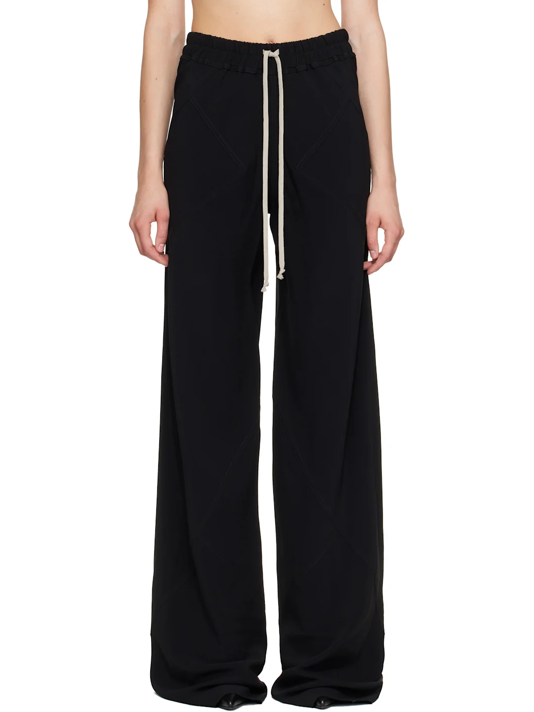 Black Tower Drawstring Bias Trousers - 1