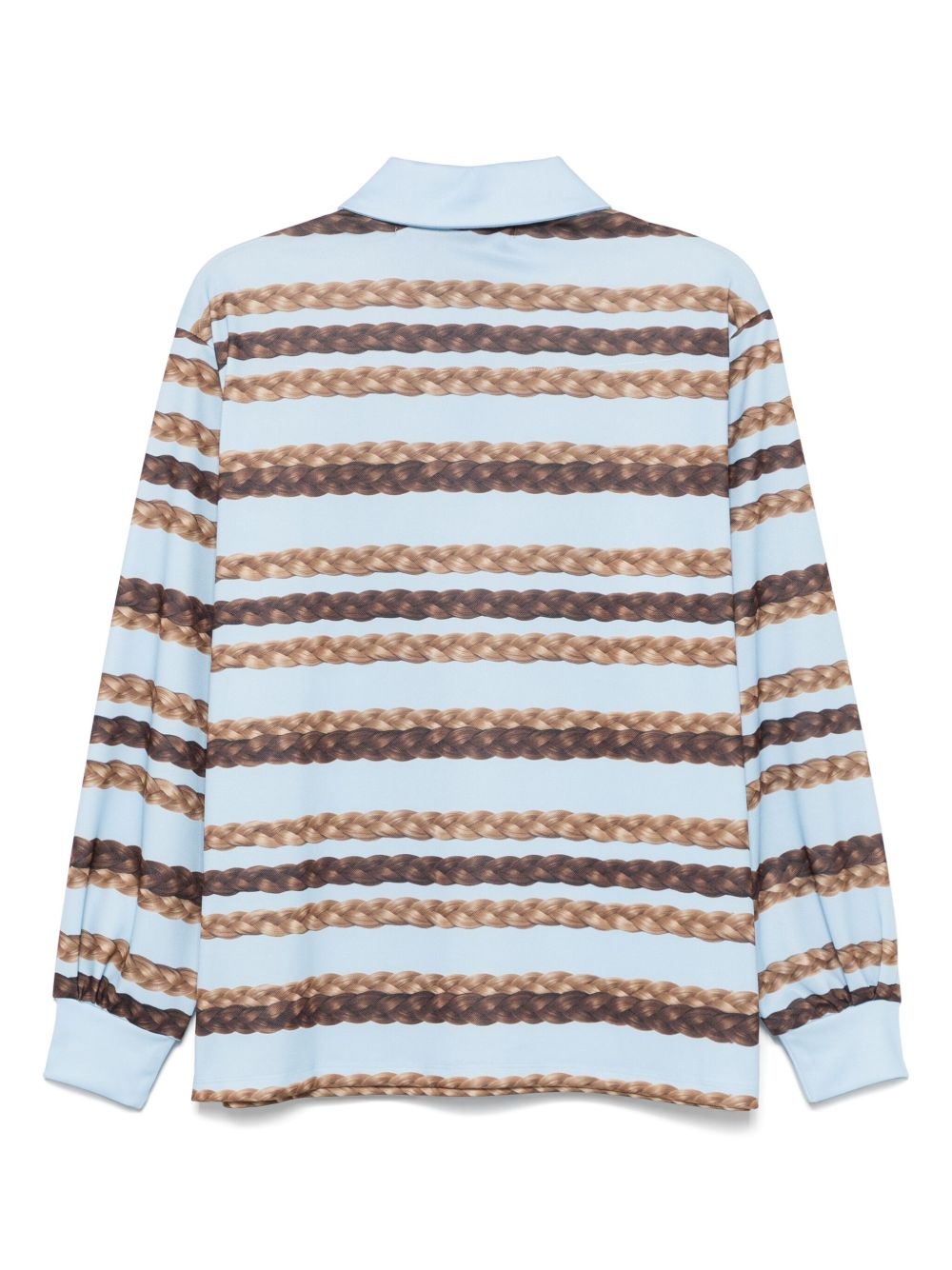 hair braid-stripe polo top - 2