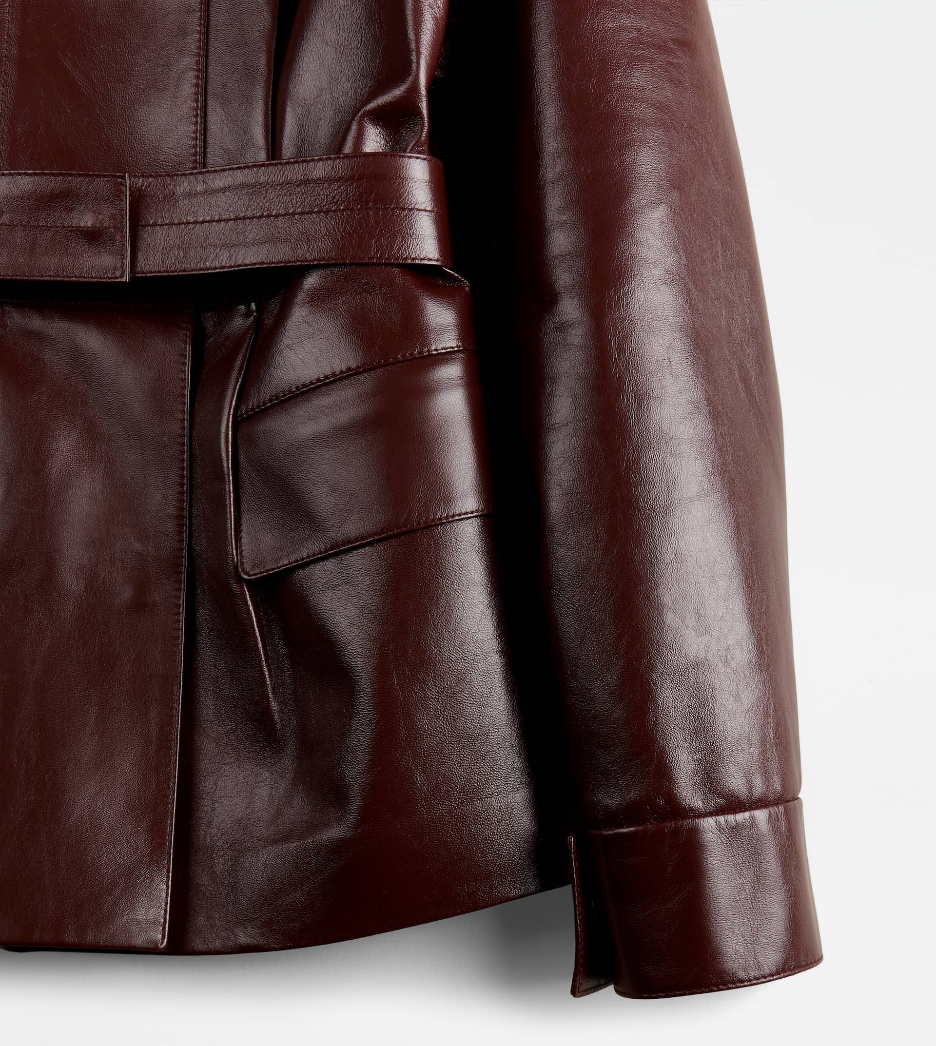 JACKET IN LEATHER - BROWN - 9