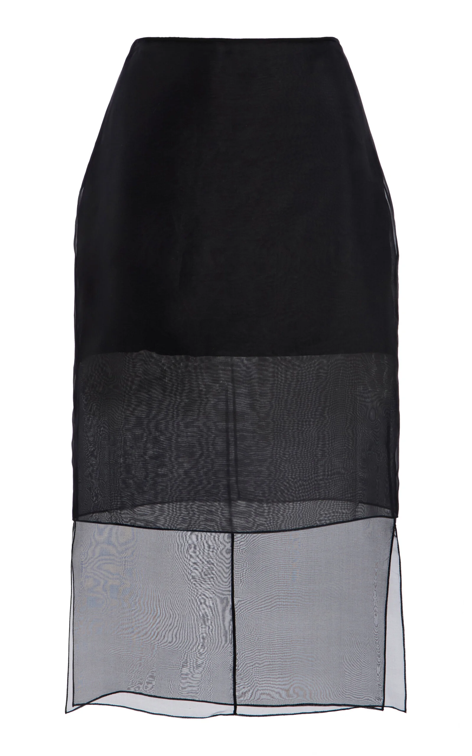 The Brett Sheer-Overlay Silk Midi Skirt black - 1