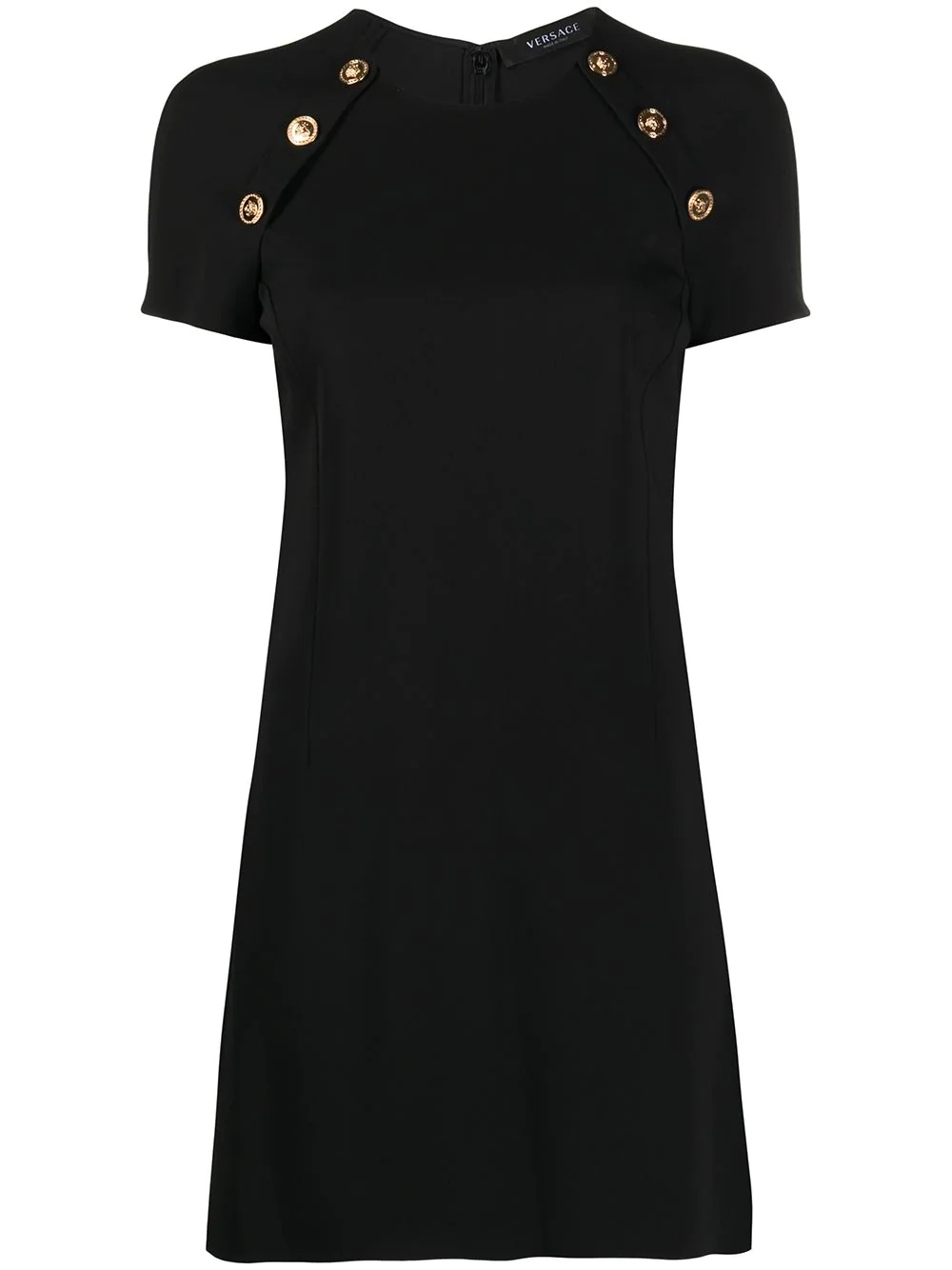 Medusa-button silk shift dress - 1