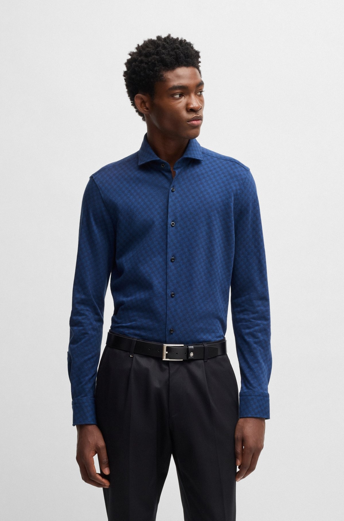 CASUAL-FIT LONG-SLEEVED SHIRT IN COTTON DOBBY - 2