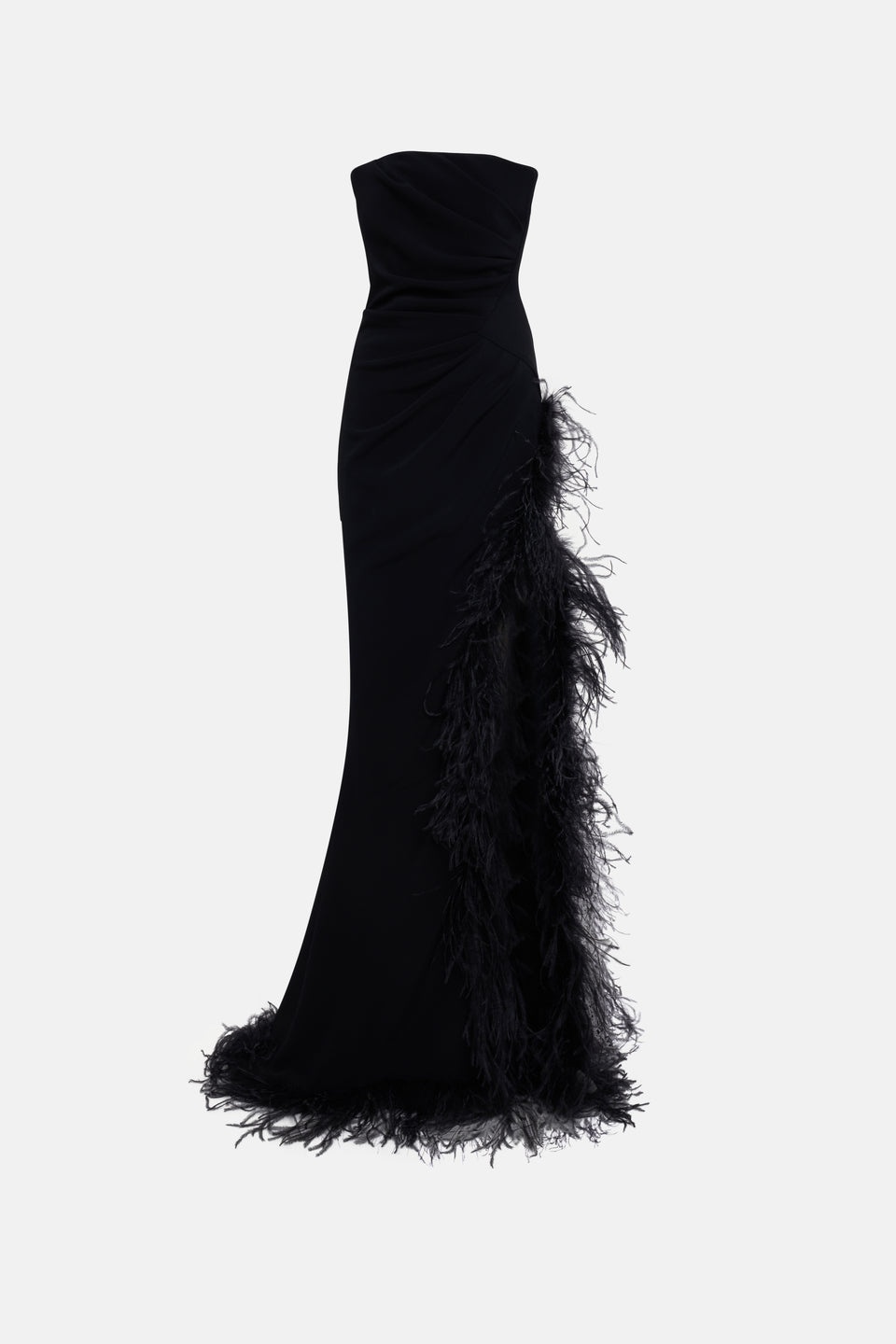 CADY GOWN WITH FEATHERS AND SPLIT - 1