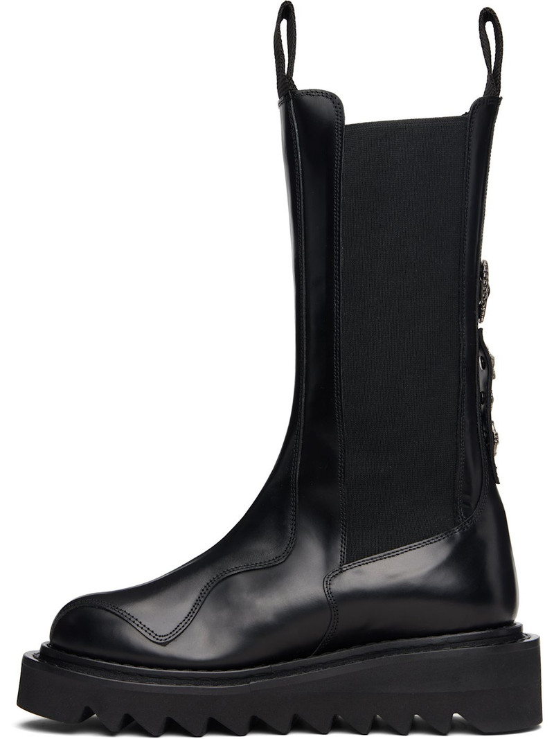 TOGA PULLA SSENSE Exclusive Black Mid Calf Leather Chelsea Boots outlook