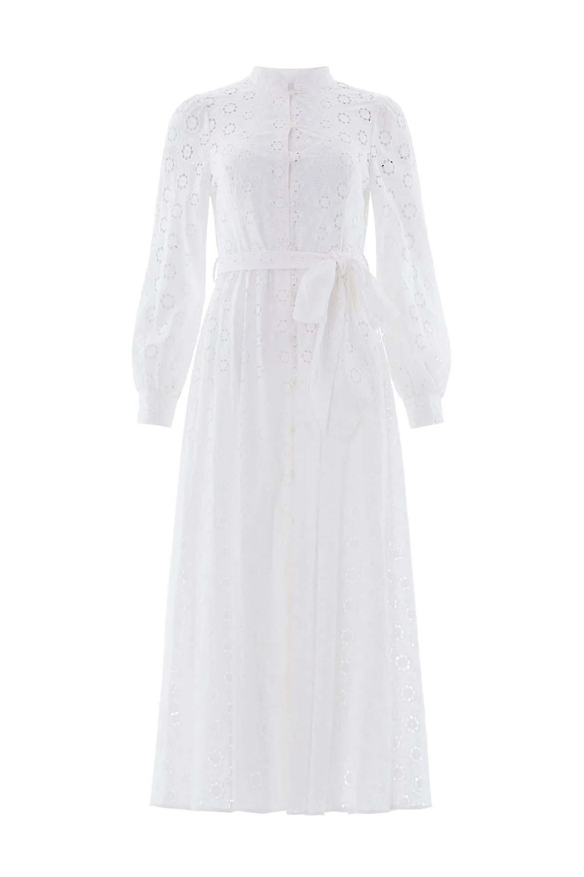Romilly Cotton Broderie Long Sleeve Shirt Dress - 1