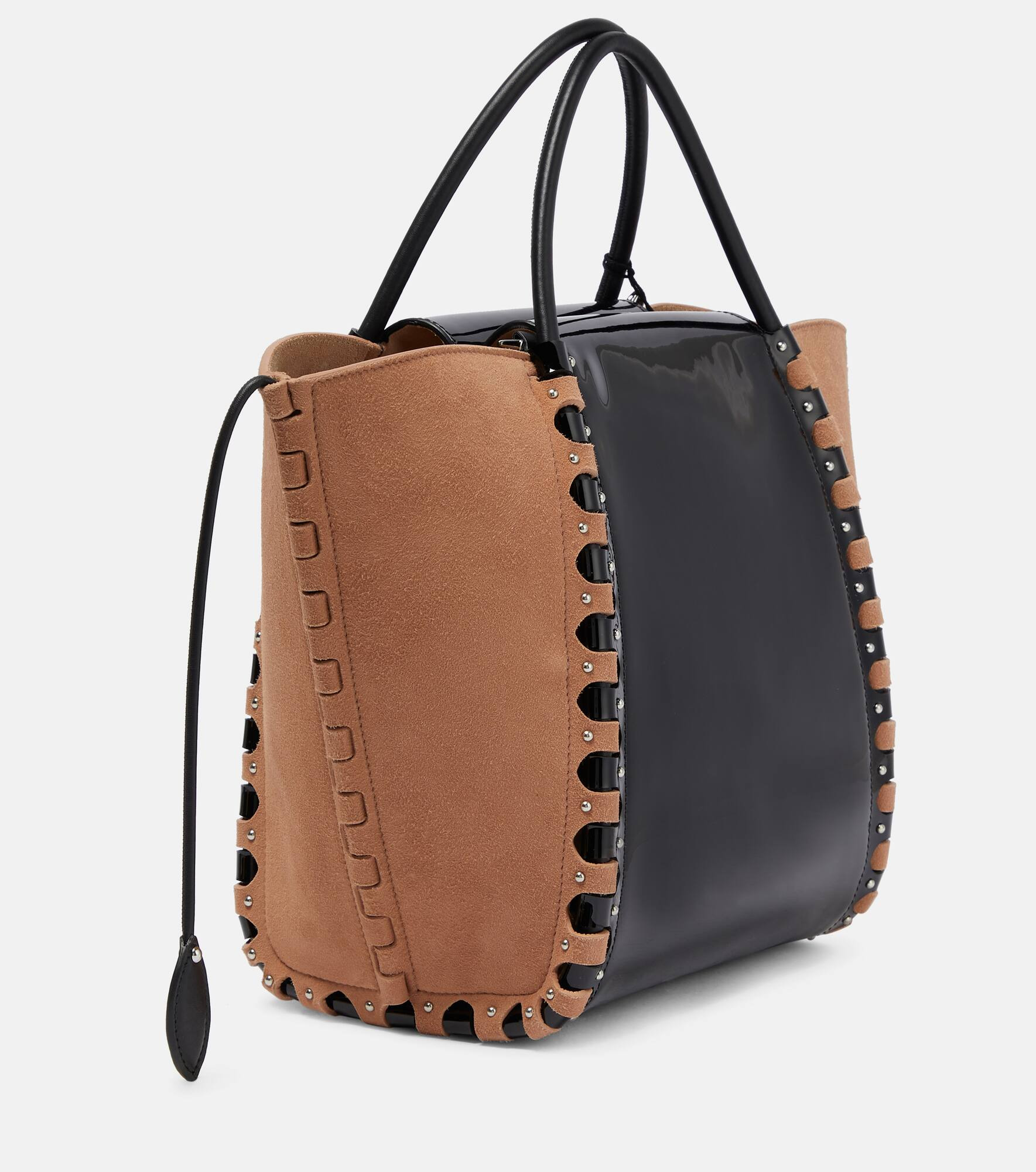 Hinge Medium suede and leather tote - 4