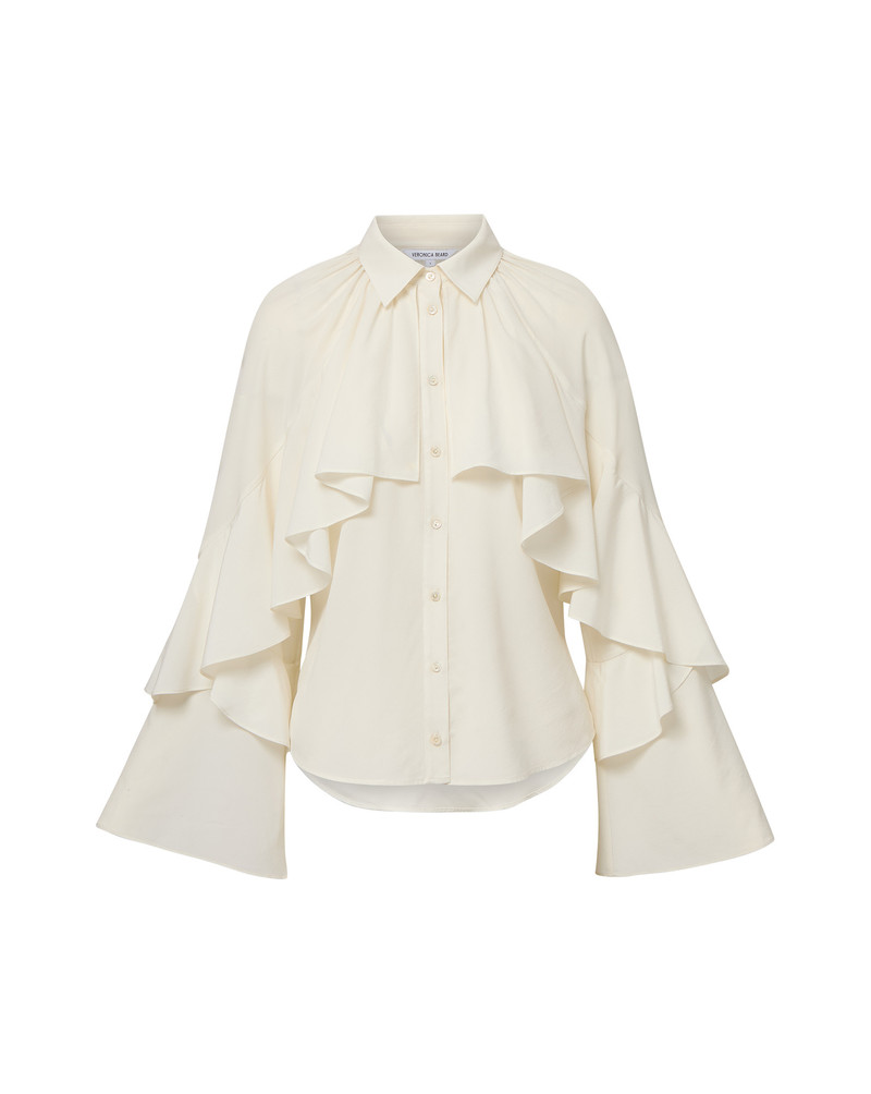 DEMARIS RUFFLED BUTTON-DOWN BLOUSE 1