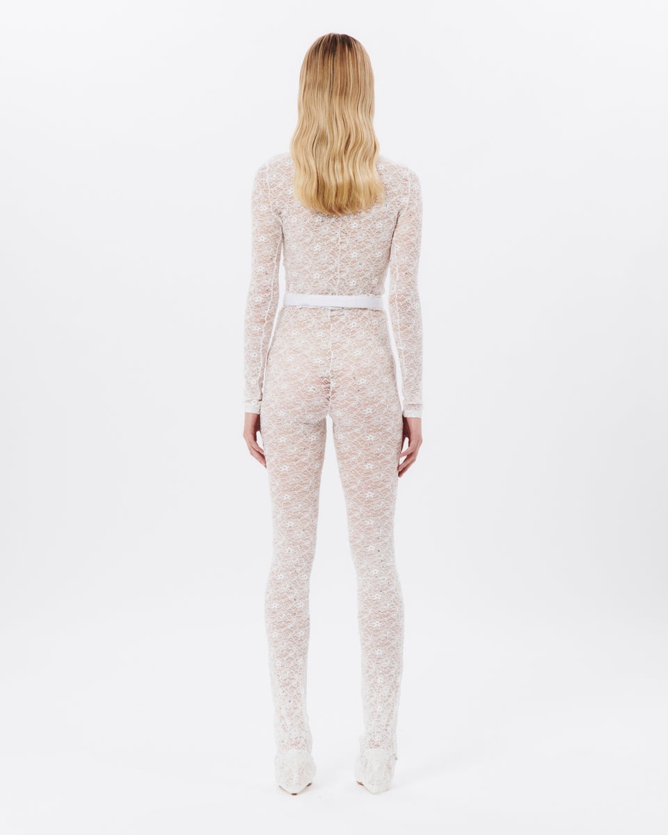STRETCH LACE TOP WITH HOTFIX AND PATCH - 5