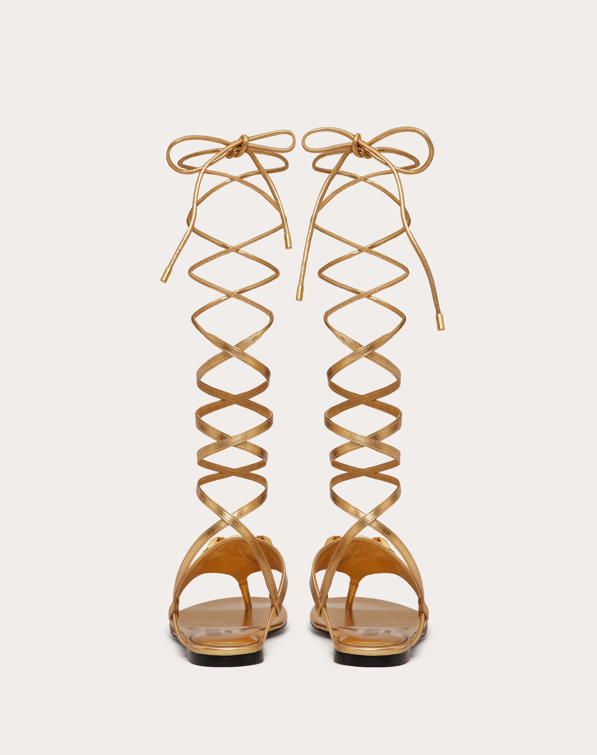 VLOGO CHAIN METALLIC NAPPA FLAT THONG SANDALS - 3
