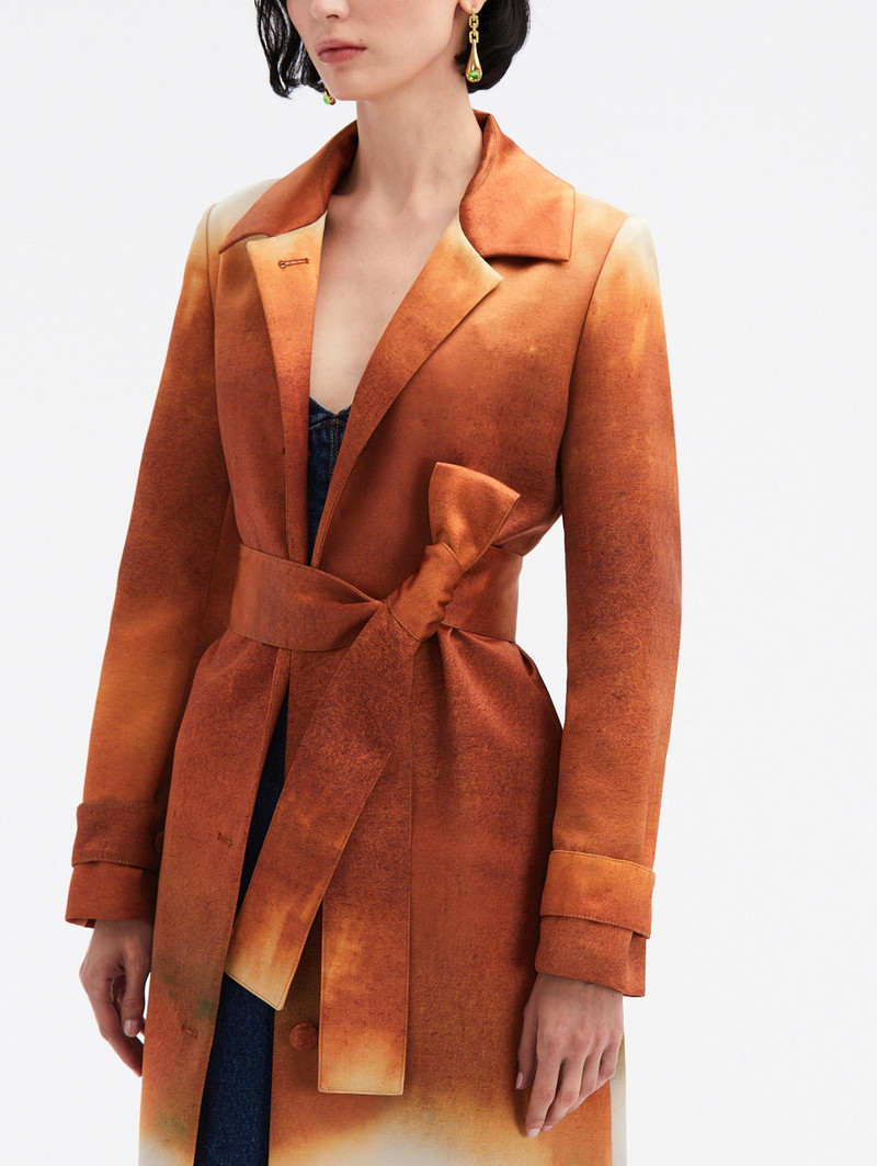 ABSTRACT OMBRÉ SATIN TRENCH COAT 4
